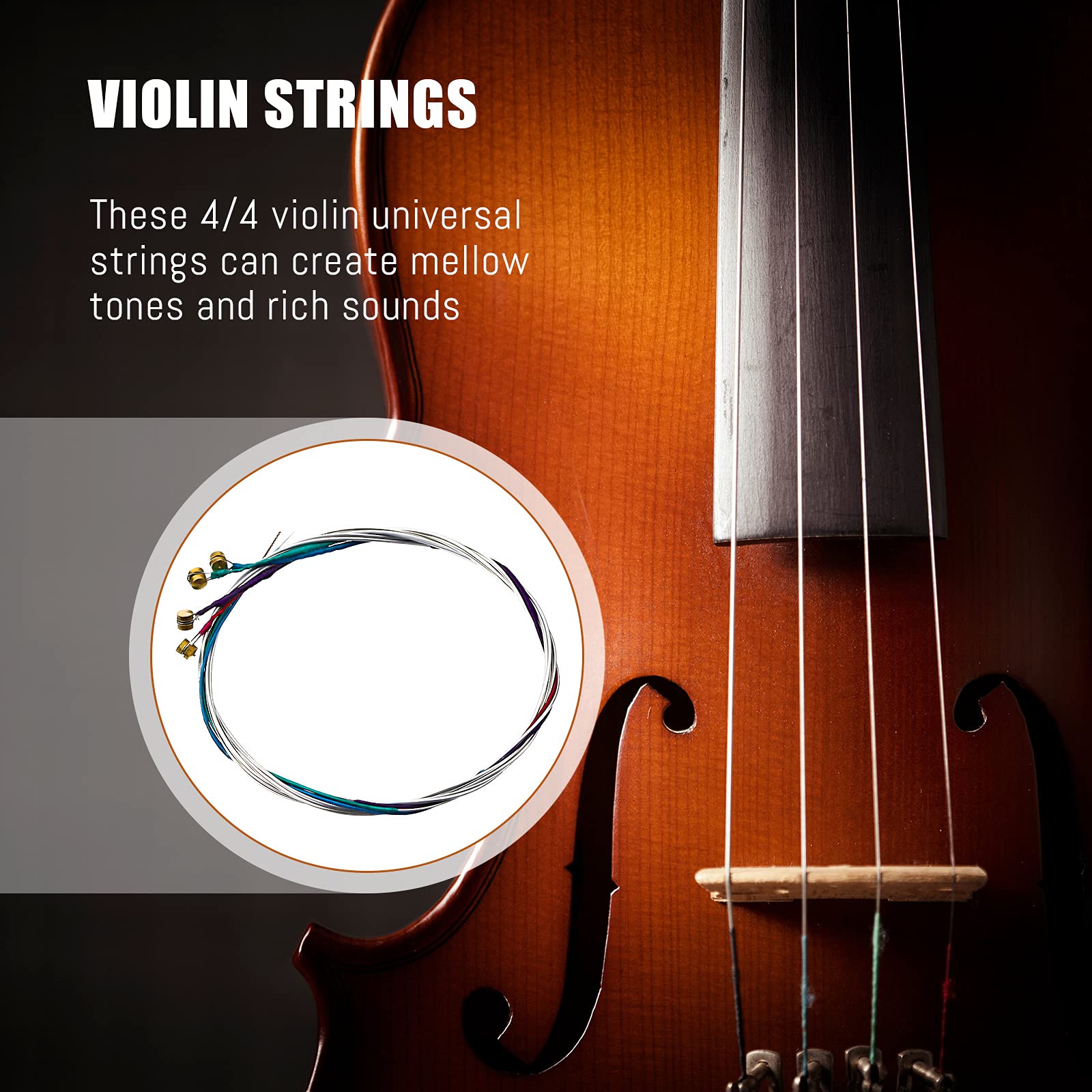 8 Pieces Violin Strings Universal Full Set (g-d-a-e) 4/4 Violin Universal Steel Core Fiddle Strings for Instruments 4/4 3/4 1/2 1/4 - Educator's Choice for Student