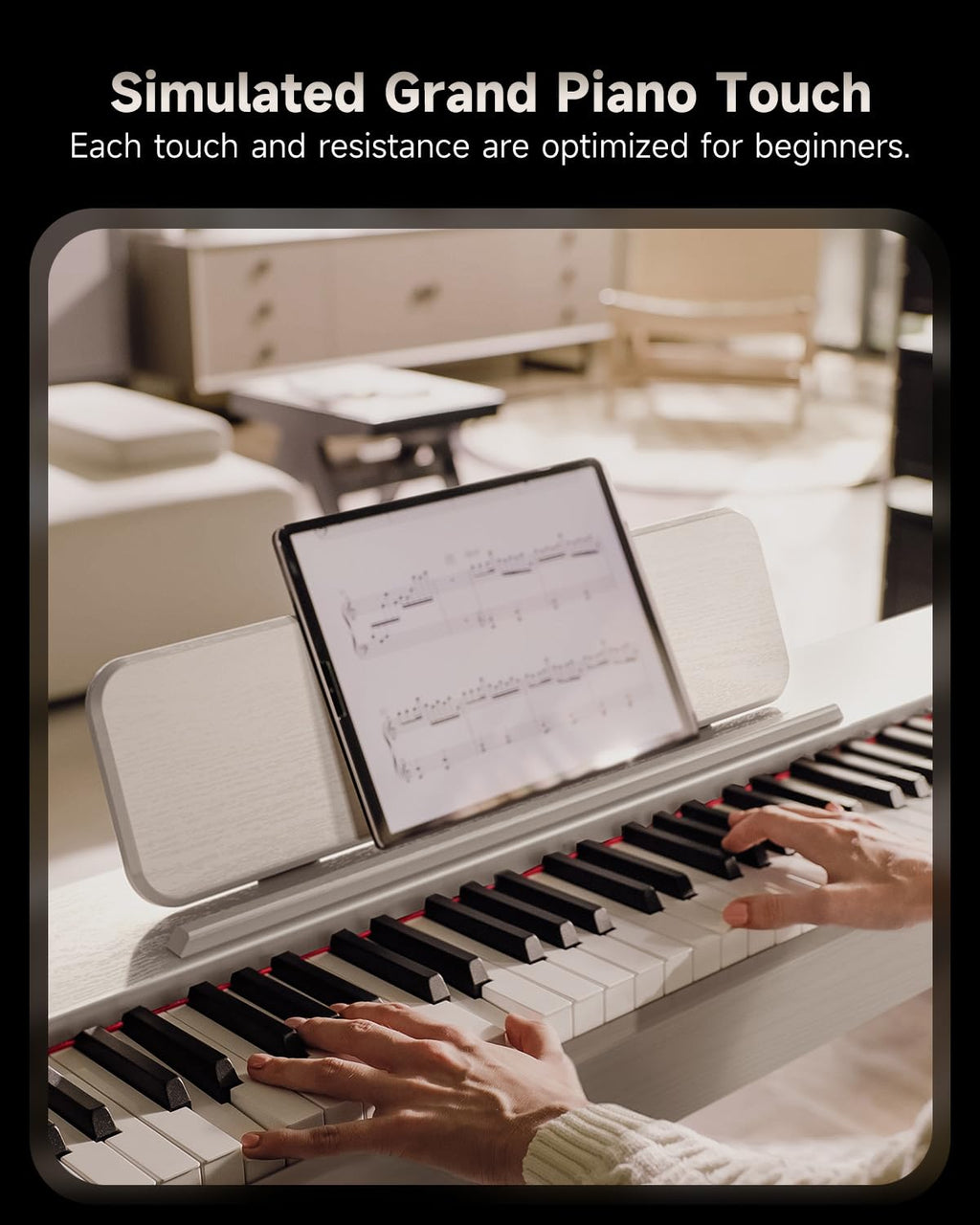 Donner OURA S100 Digital Piano with 88 Key Graded Hammer Weighted Keyboard for Beginner, Full Size Electric Piano Keyboard with Bluetooth, 3 Original Demos, LOCAL OFF, 2×10 W, Piano Three Pedal,White