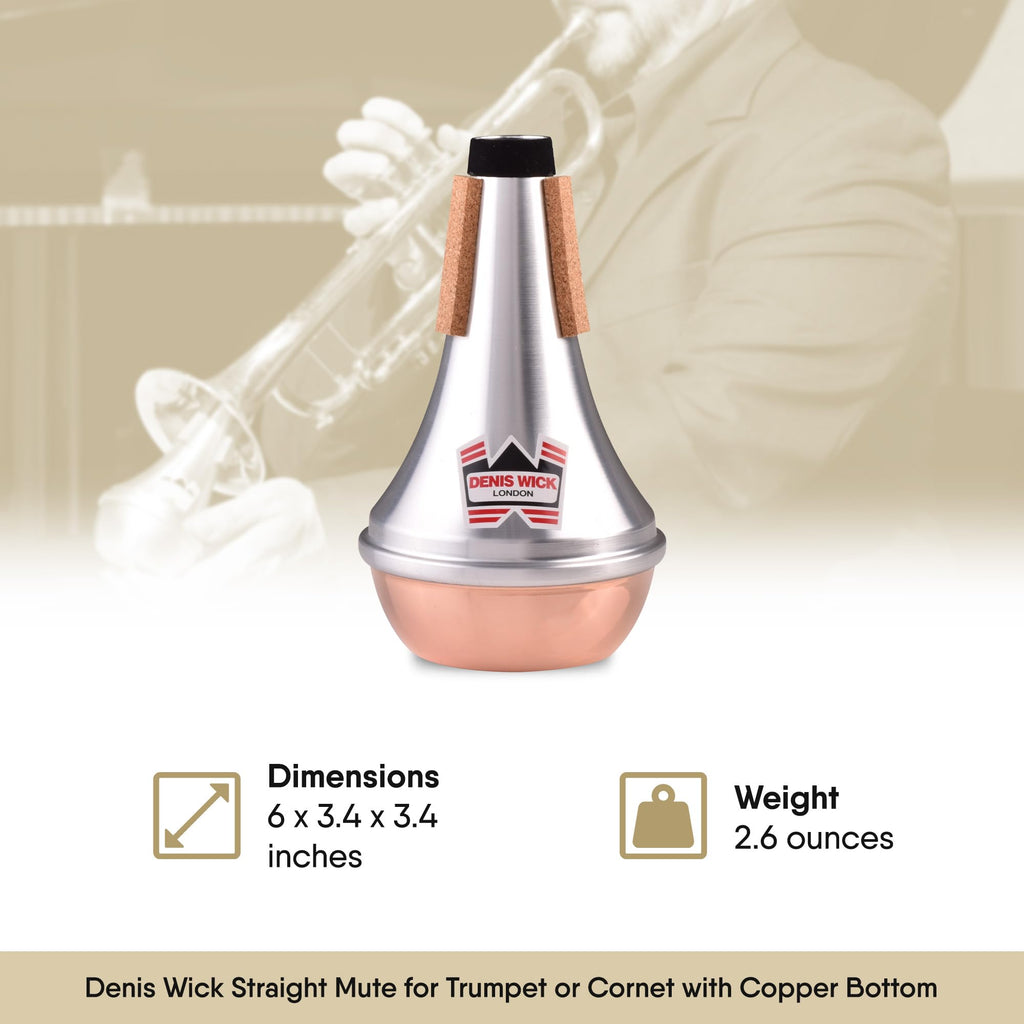 Denis Wick Straight Mute for Trumpet or Cornet, 5504 - Hand-Spun Aluminum Mute with Natural Cork - Brilliant Tone, Reliable Intonation & Tight-Bell Fit for Performance - 6.1 x 3.4 x 3.4 In, 2.26 oz