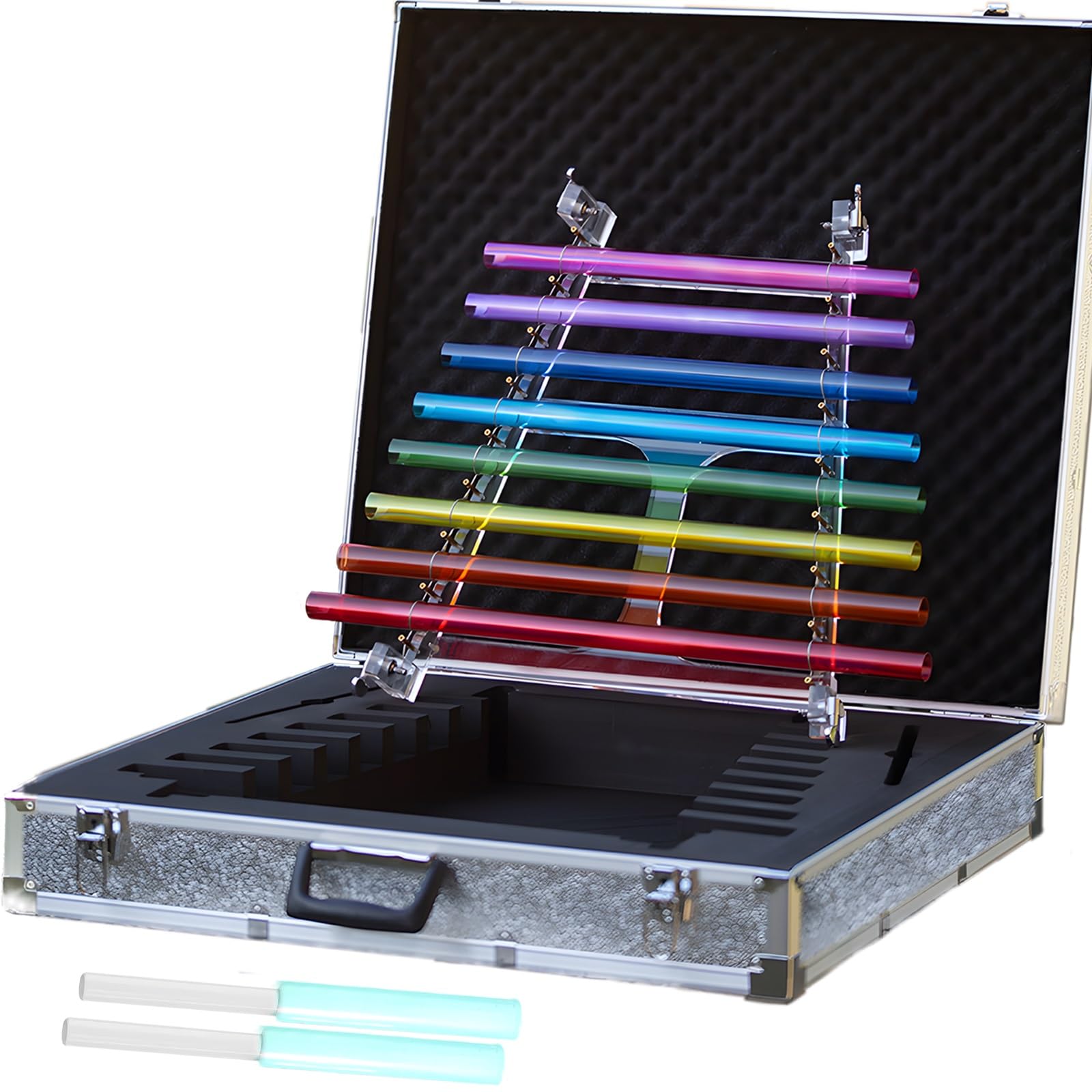 Crystal Singing Harp 8 Notes C D E F G A B C Including Aluminum Suitcase Healing Musical Instrument for Healing Meditation, Adjusting Emotional State,Clear 432 Hz,11 inch