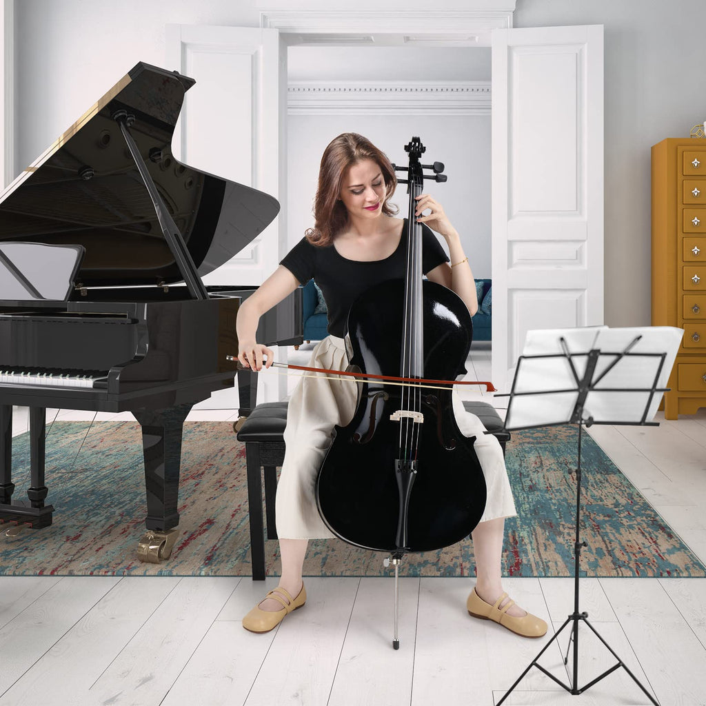 Ktaxon Full-Size Cello, Beginner Cello 4/4, Acoustic Cello Set with Portable Bag, Bow, Rosin, Bridge, Adults & Kids String Musical Instruments(White)