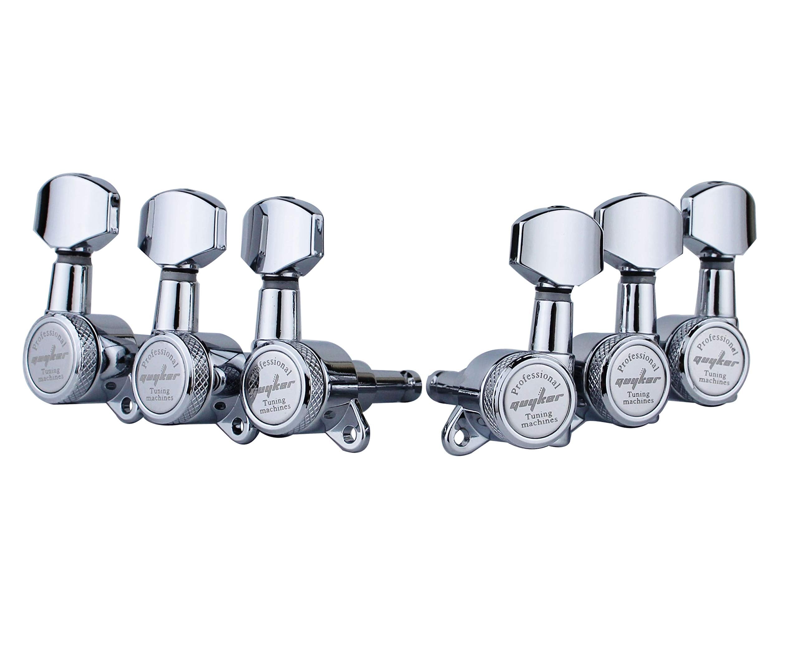 Guyker Guitar Locking Tuners (6 for Right) - 1:18 Lock String Tuning Key Pegs Machine Head with Hexagonal Handle Replacement for ST TL SG LP Style Electric, Folk or Acoustic Guitars - Chrome