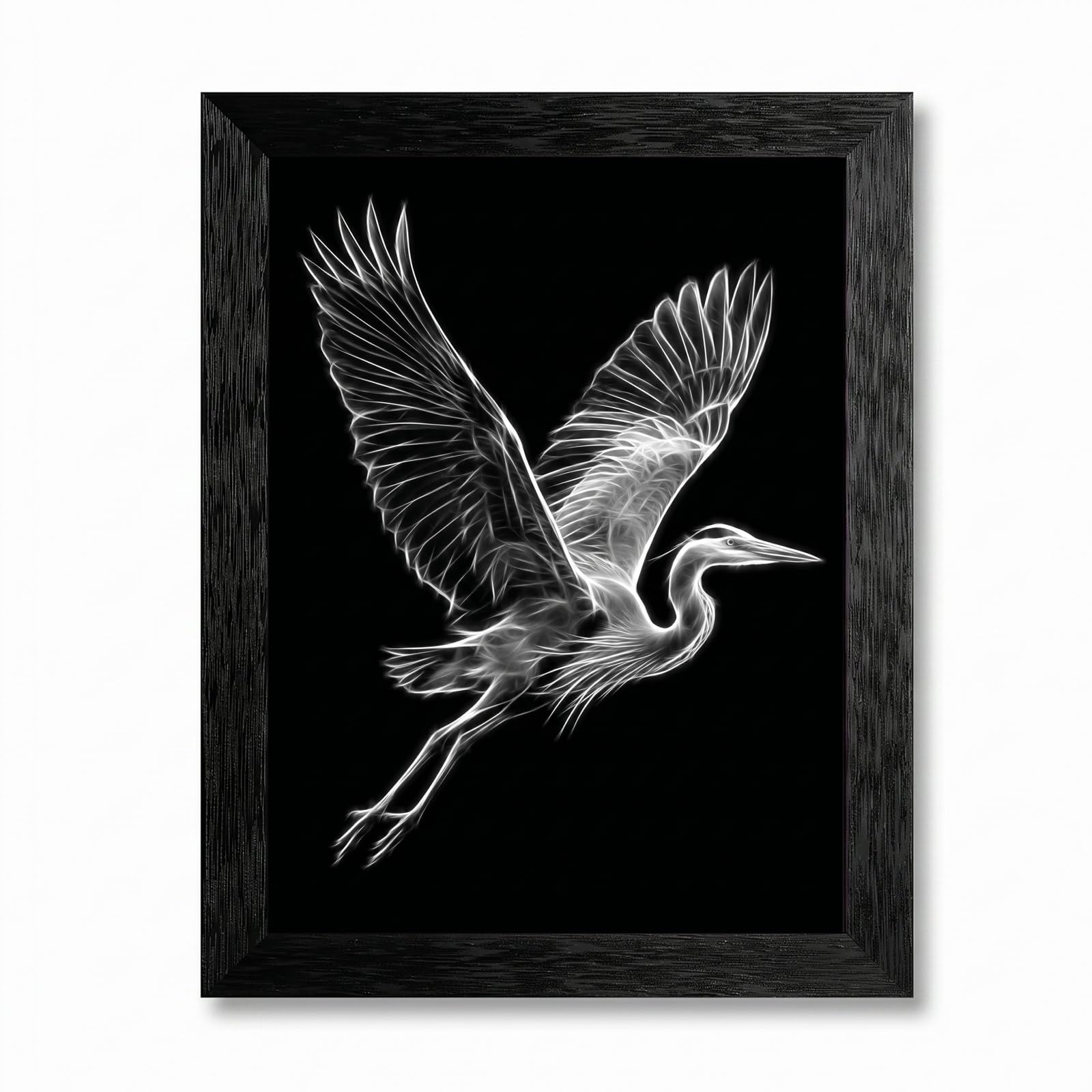 Framed Canvas Wall Art Minimalist Abstract Cello Musical Instrument Electric White Glowing Lines on Black Canvas Print Poster Black Frame Wall Decor for Music Room Studio Modern Art, Inch 24x36