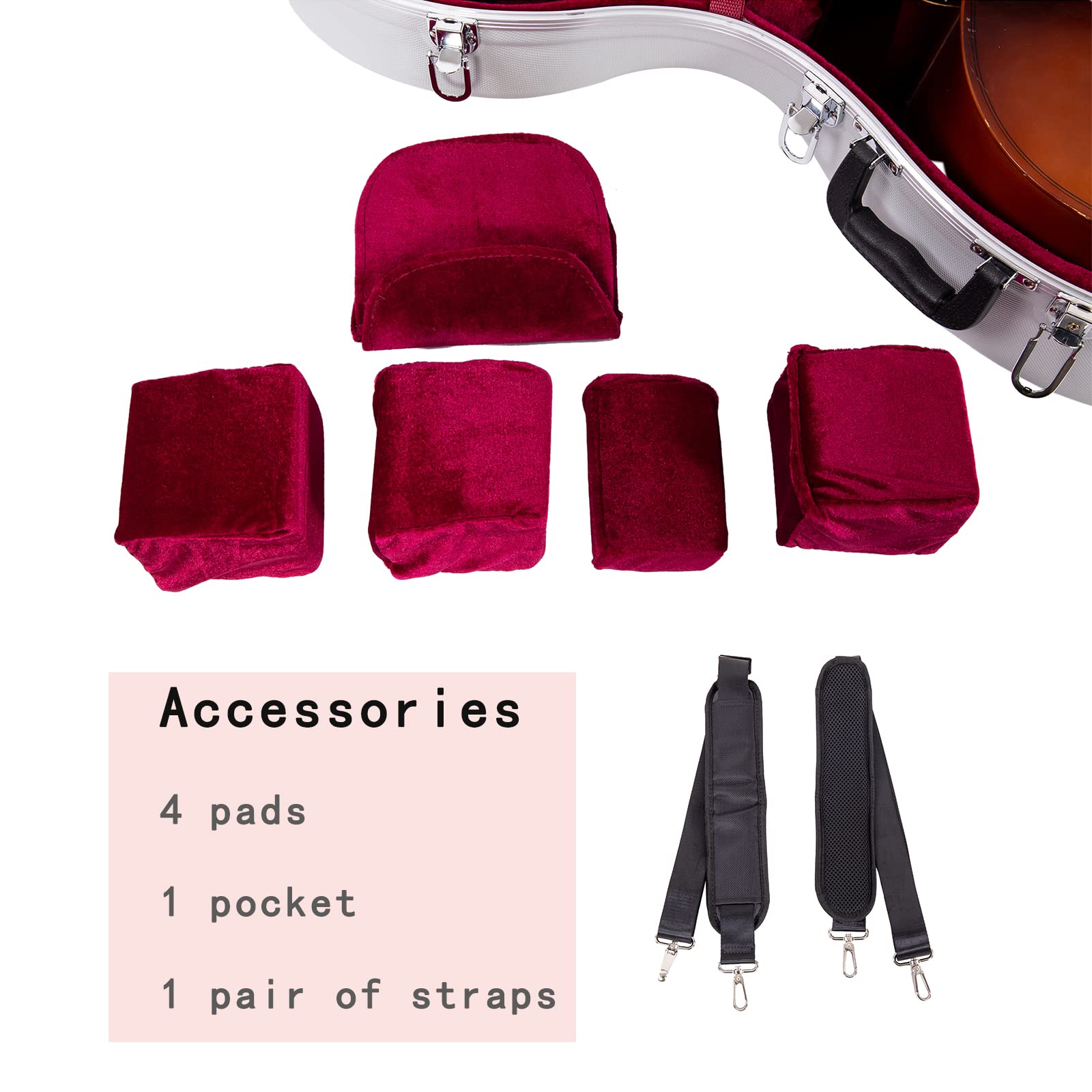 Crossrock ABS Cello Case for 4/4 & 3/4 Size | Wine Red Velvet Interior, Molded Hardshell with Wheels, Lock, Dual Bow Holders & Backpack Straps-Dark Red (CRA862CEFDR)