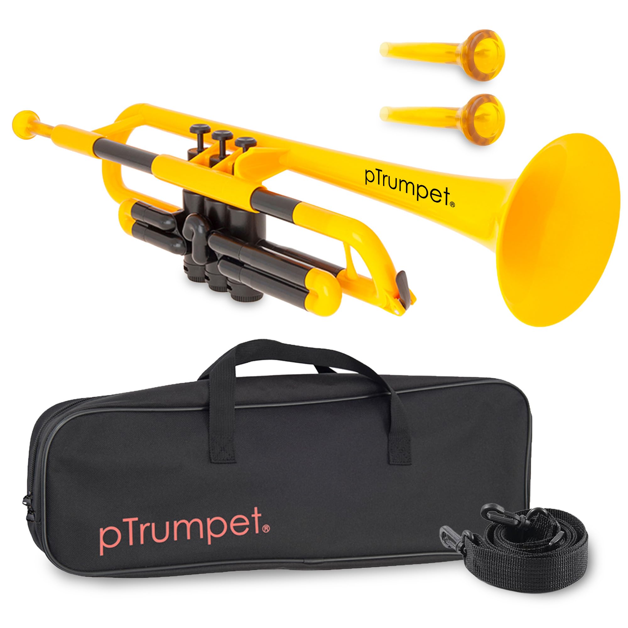 pTrumpet Bb Plastic Trumpet - Durable pInstruments Design with Ergonomic Grip - Includes 3C & 5C Mouthpieces and Carrying Bag - Authentic Sound for Students & Beginners - ABS Build - Green