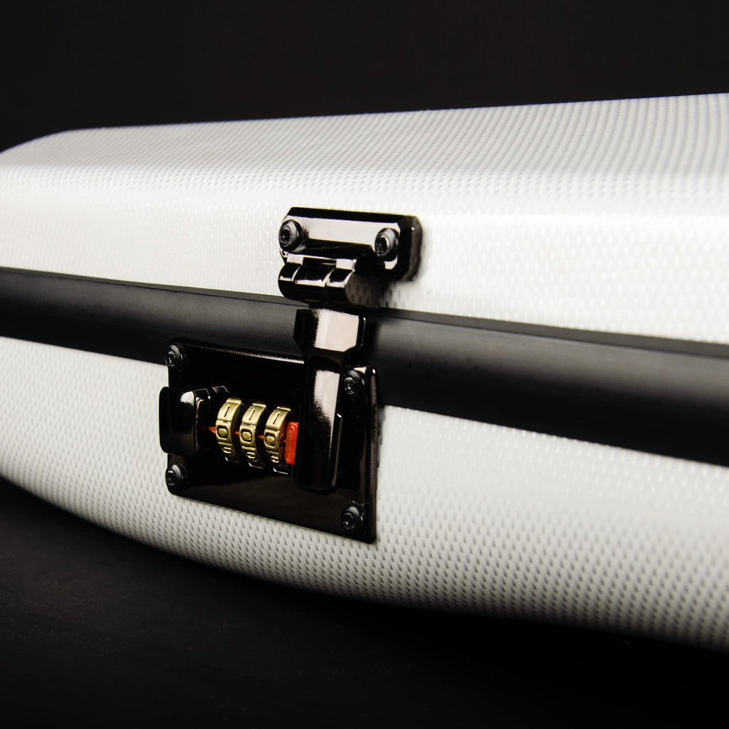 Christina violin case 4/4 Full Size Violin case High-Strength Carbon Fiber Triangle Violin Music Bag With Combination Lock and Extra Bag White Violin Hard Case (VB-Trianglee-WhiteDot spot)