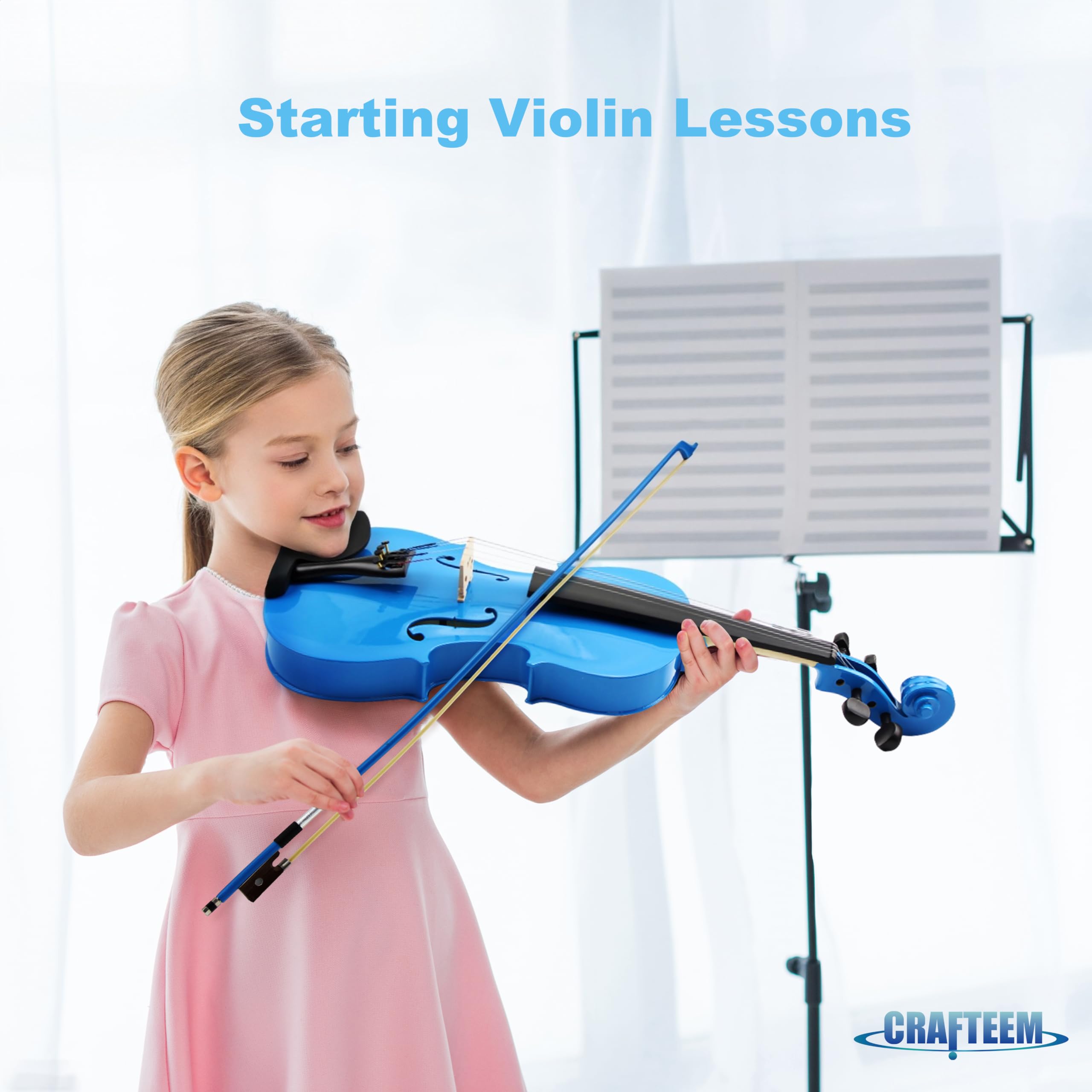 Crafteem Spruce and Maple Solid Wood Violin Outfit for Beginner Kids & Adults -Craft Your Perfect Sound and Begin Your Musical Journey with Confidence. (Glossy Antique, 1/2)