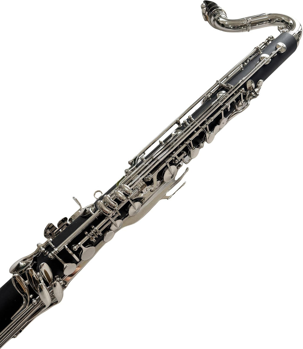 Low C Bb Clarinet Silver Plated Keys Bass Clarinet Professional Musical Instrument With Case