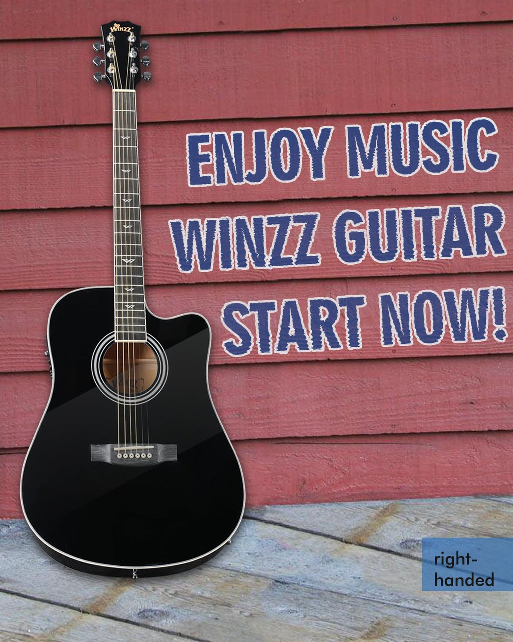 Winzz 4/4 Electro Acoustic Guitar, Left-Handed Western Guitar Set, Adult Beginners, Acoustic Guitar 41 Inch with 4-Band Equaliser (Dreadnought,Glossy Sunburst)