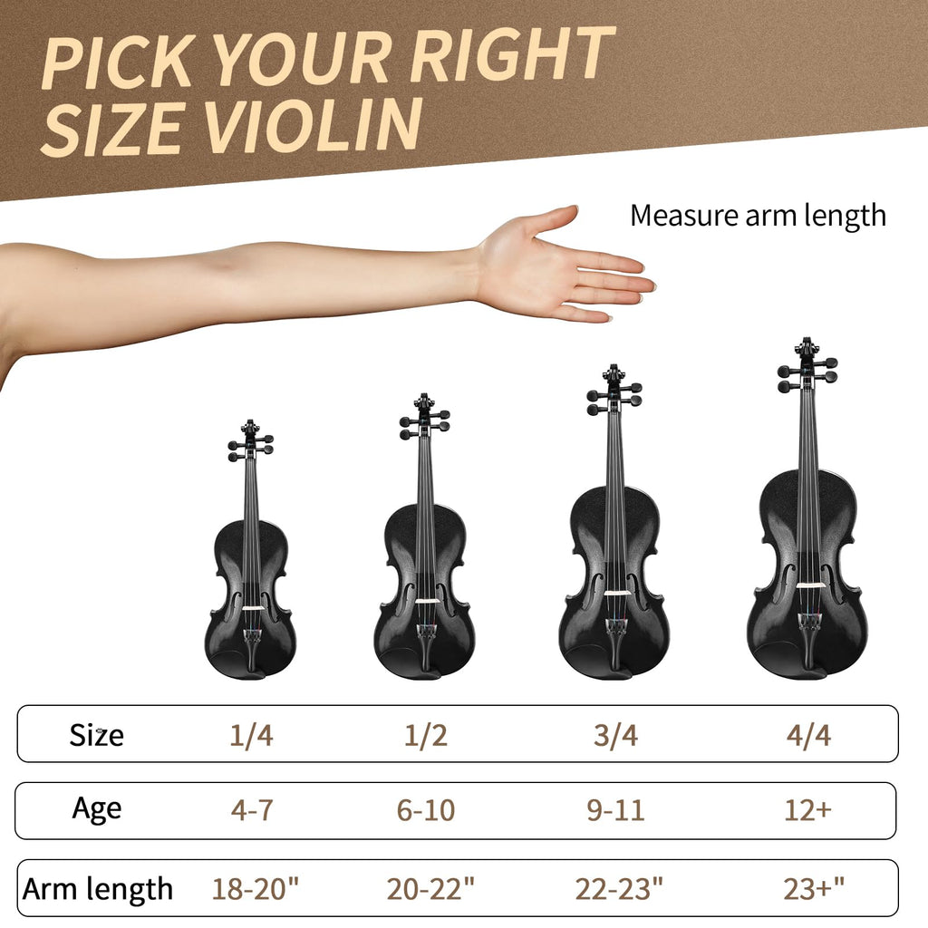 Ktaxon Violin for Beginners Students, Acoustic Violins 4/4, Full Size Fiddle Kit with Case, Bow, Rosin, Adult Teens Learners Age 11+ (Natural)