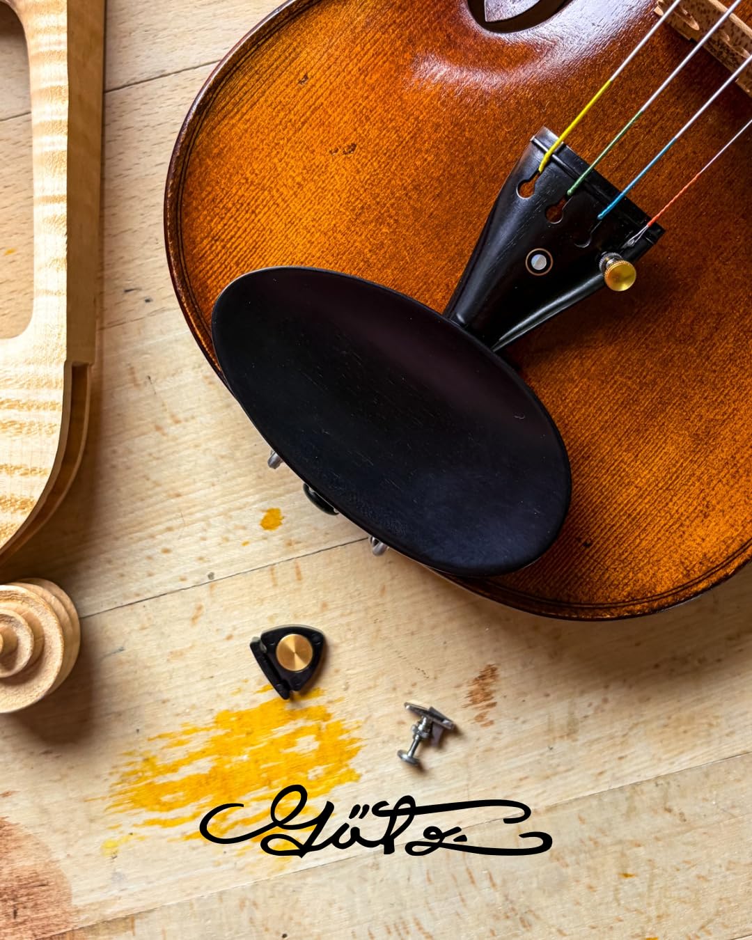Conrad Götz, ZK-300E, New Flesch Chinrest for Violin 4/4, Deep Black Ebony
