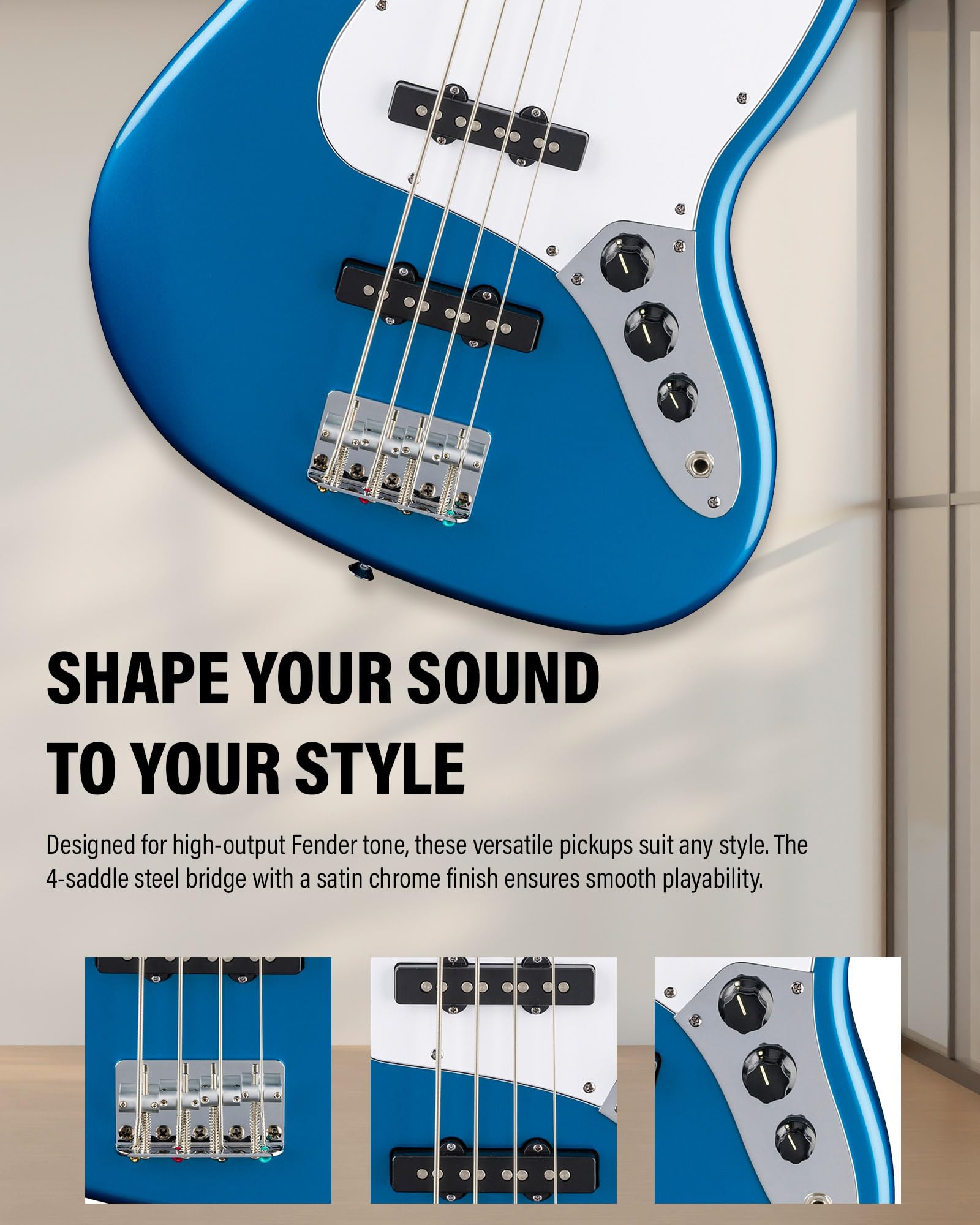 Fender Standard Jazz Bass - Olympic White Bundle with Strap, Guitar Cleaning Kit and Austin Bazaar Instructional Video