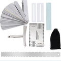 LiebeWH 17 Pcs Guitar Setup Kit Stainless Steel Luthier Tools with Pouch | Bass Guitar Maintenance, Neck Relief Gauge, String Action Ruler, Feeler Gauge, Fingerboard Guards, T Gauges, Polishing Stone