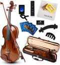 Violin 4/4 Full Size Complete Set for Adults Teenagers Students,Solid Maple Wood Violins with Rosewood Fittings,Case,Spare strings,Bow, Rosin, Shoulder Rest,Professional Violin for 11+years Gift