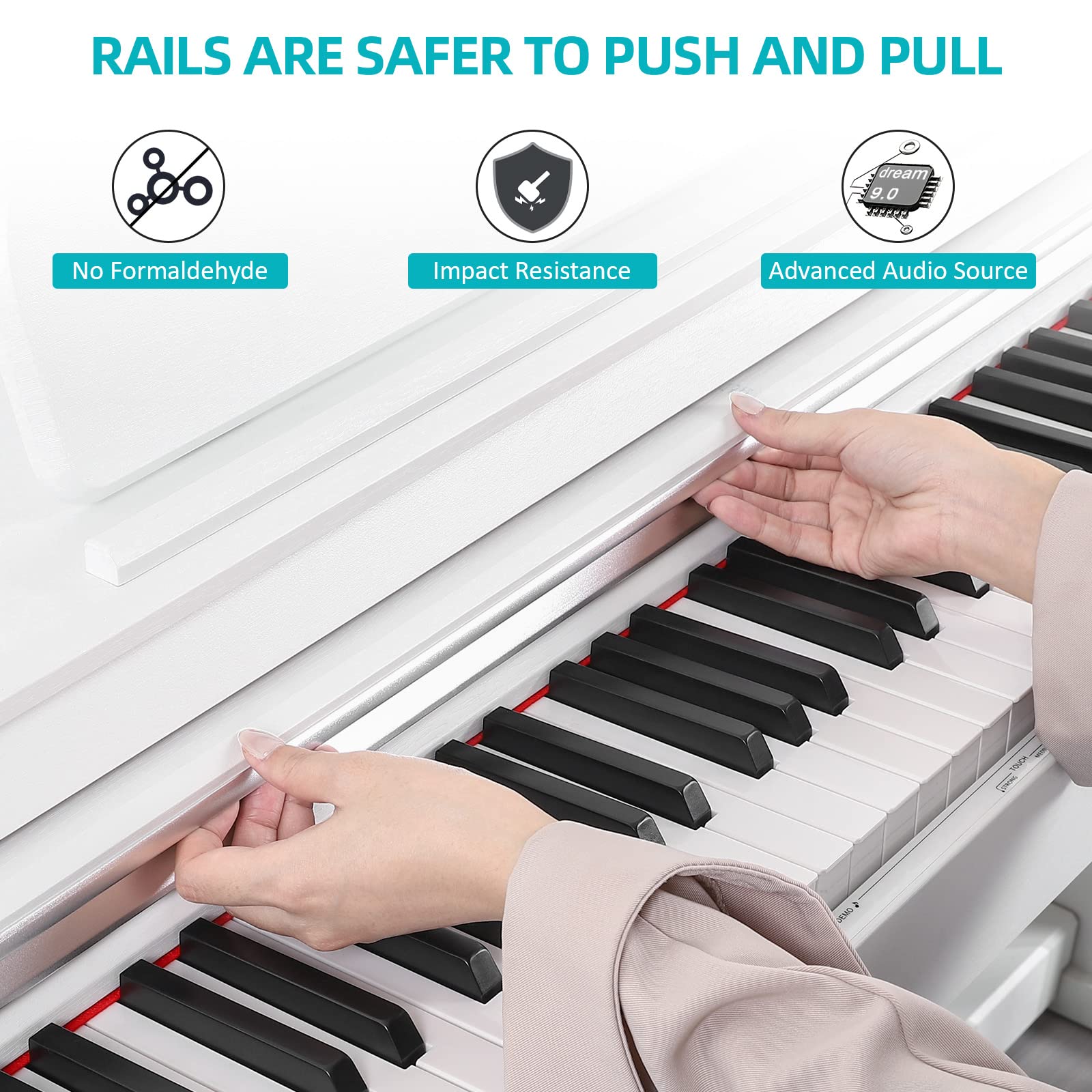 Digital Piano, 88 Key Weighted Keyboard Piano, Full-size Electric Piano Keyboard with Sheet Music Stand, Triple Pedal, Power Adapter, Supports USB-MIDI Connecting (White)