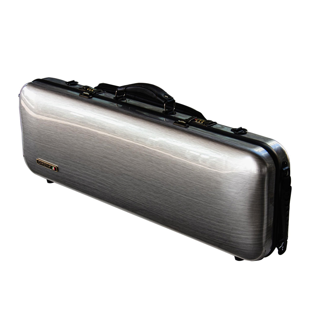 Christina 4/4 Full Size Violin case High-Strength Carbon Fiber Rectangular Violin Music Bag With Combination Lock and Extra Bag White Violin Hard Case (VB-Square-White Stripe spot)