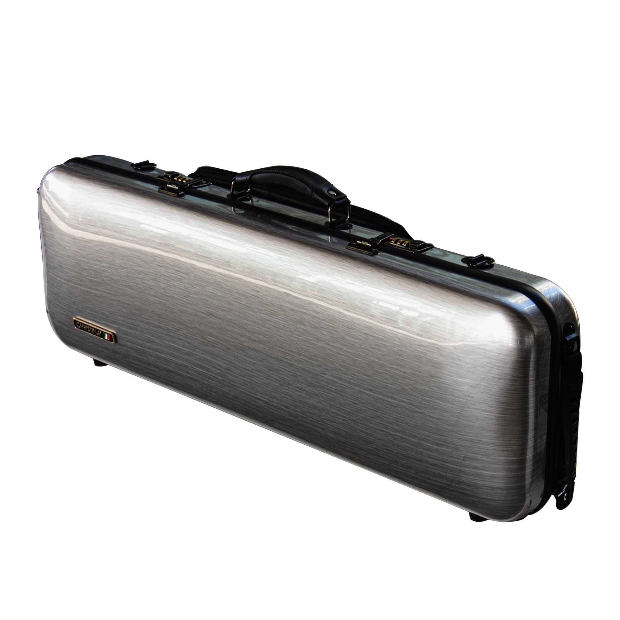 Christina 4/4 Full Size Violin case High-Strength Carbon Fiber Rectangular Violin Music Bag With Combination Lock and Extra Bag White Violin Hard Case (VB-Square-White Stripe spot)