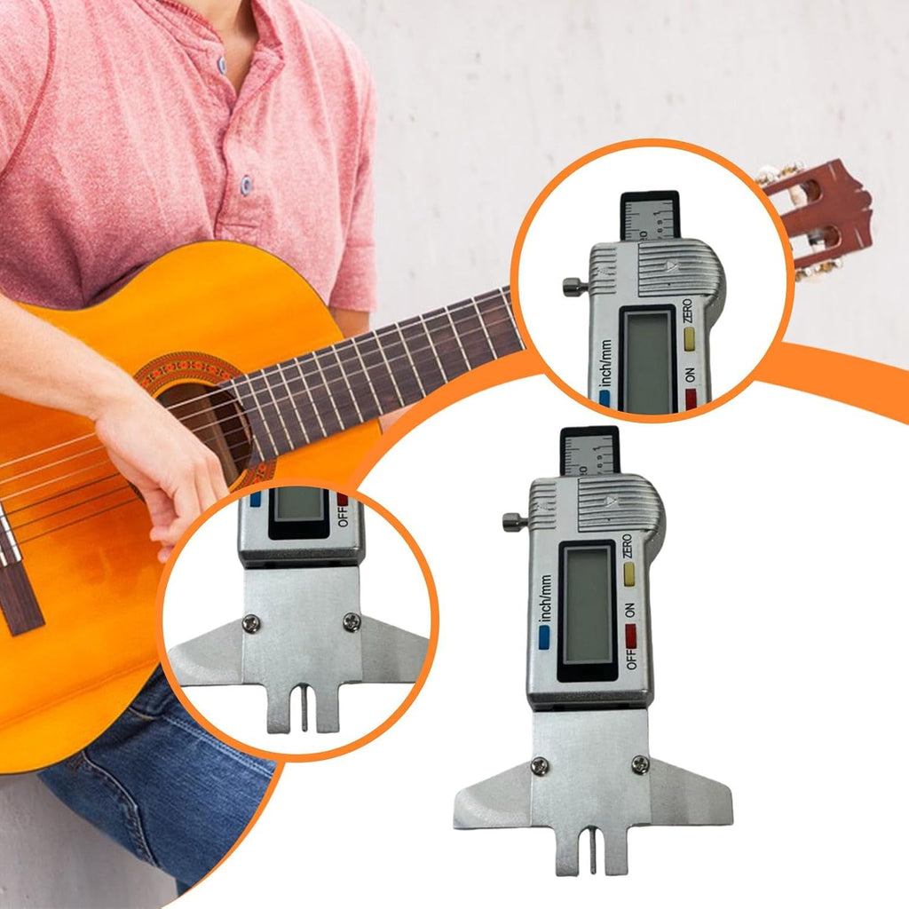 Qianly Guitar String Ruler Height Gauge Measuring Caliper Metal String Distance Indicator Portable Construction Suitable for Acoustic Electric