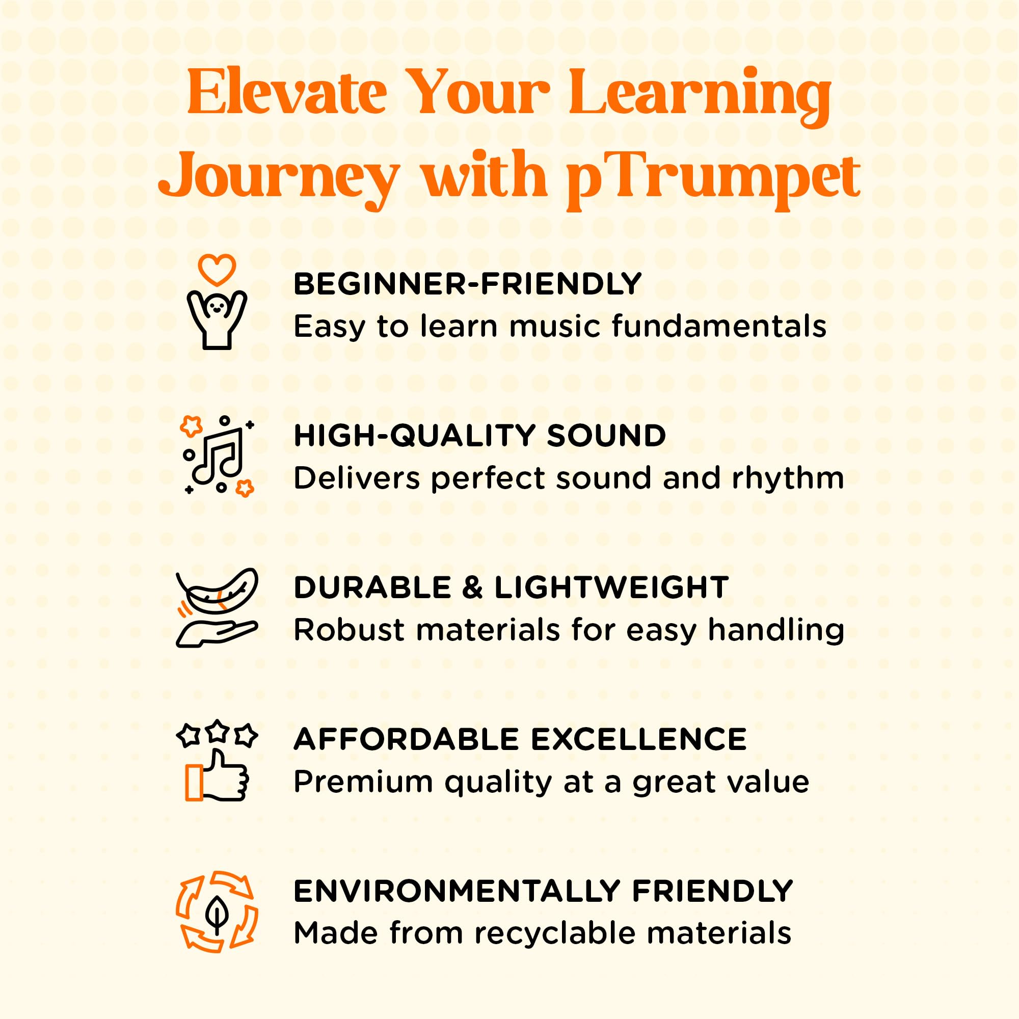 pTrumpet Bb Plastic Trumpet - Durable pInstruments Design with Ergonomic Grip - Includes 3C & 5C Mouthpieces and Carrying Bag - Authentic Sound for Students & Beginners - ABS Build - Green