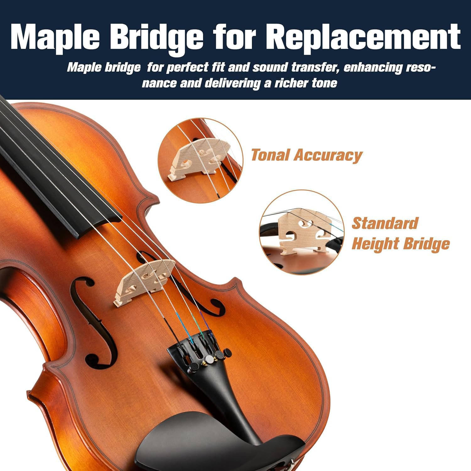 Mendini By Cecilio Violin 4/4 Full Size For Beginners - Fiddle Solidwood Kit with Hard Case - Acoustic Violins with Bow, Rosin, Tuner, Extra Strings & Bridge, Shoulder Rest and Lesson Book (Varnish)