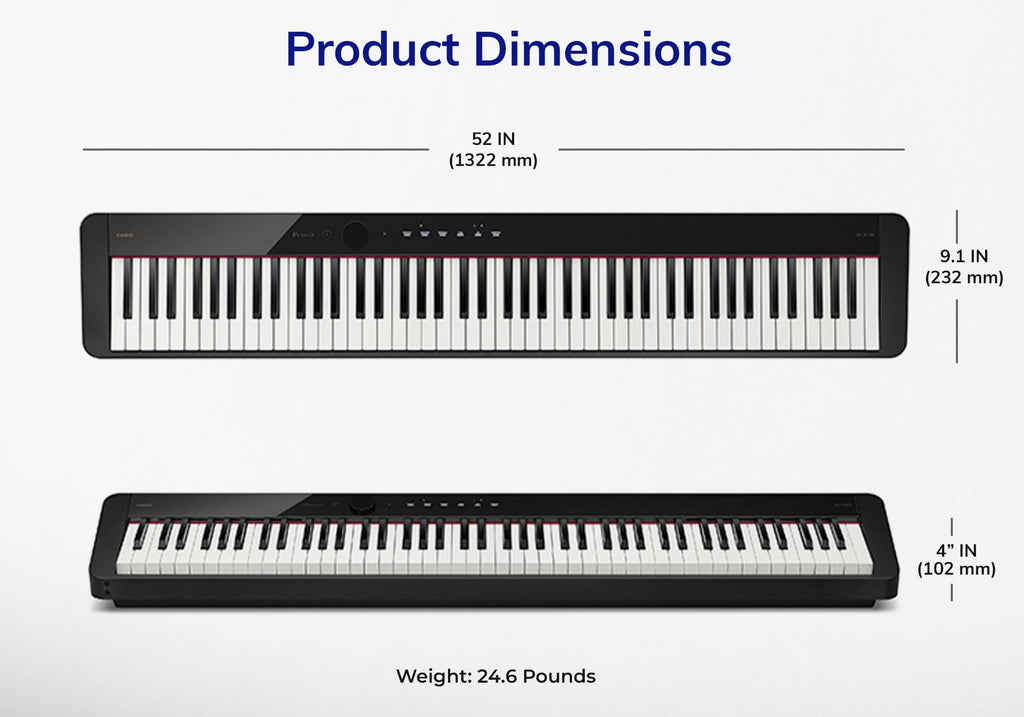 Casio PX-S1100 Privia Digital Piano - Black Bundle with CS-68 Furniture Stand, SP-34 Three Pedal System, Furniture Bench, Instructional Book, Instructional Video, and Austin Bazaar Polishing Cloth