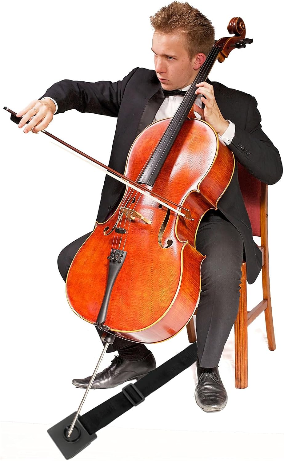 Rock Stop for Cello, Cello Endpin Anchor Non-slip Stopper Rest Holder Stand Antiskid Device Adjustable Strap with Thick Foam Pad, Great for Cellist Practice Performance
