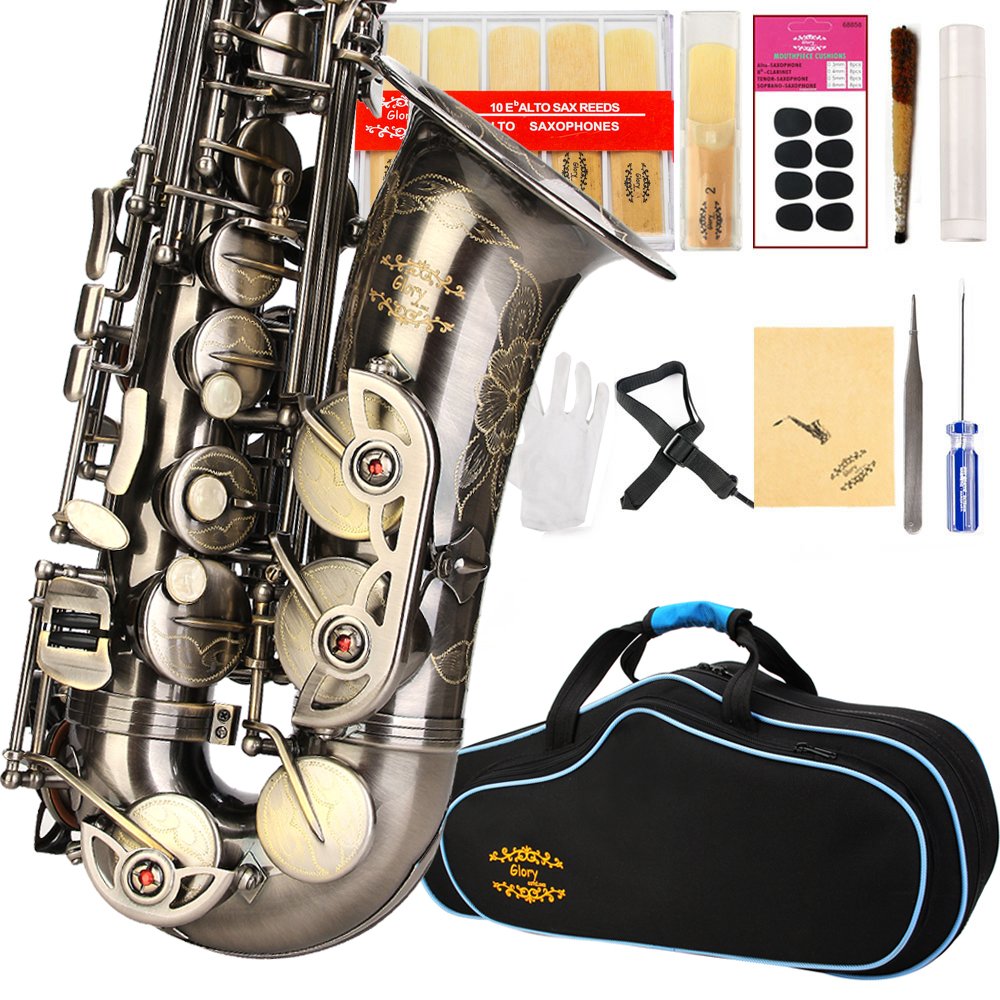Glory Black Laquer E Flat Alto Saxophone with 11reeds,8 Pads cushions,case,carekit