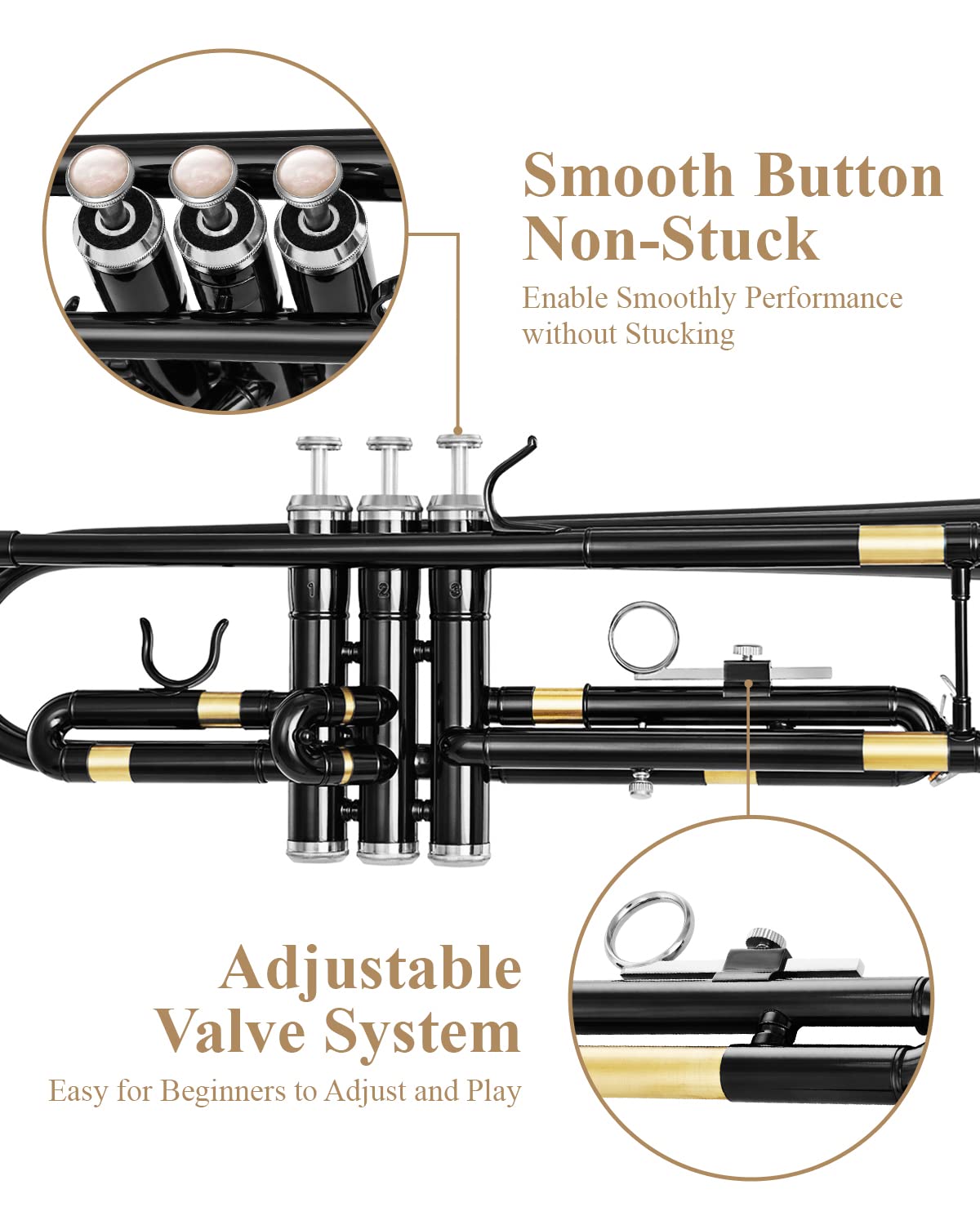 Eastar Bb Standard Trumpet Set for Beginner, Brass Student Trumpet Instrument with Hard Case, Cleaning Kit, 7C Mouthpiece and Gloves, ETR-380N, Silver