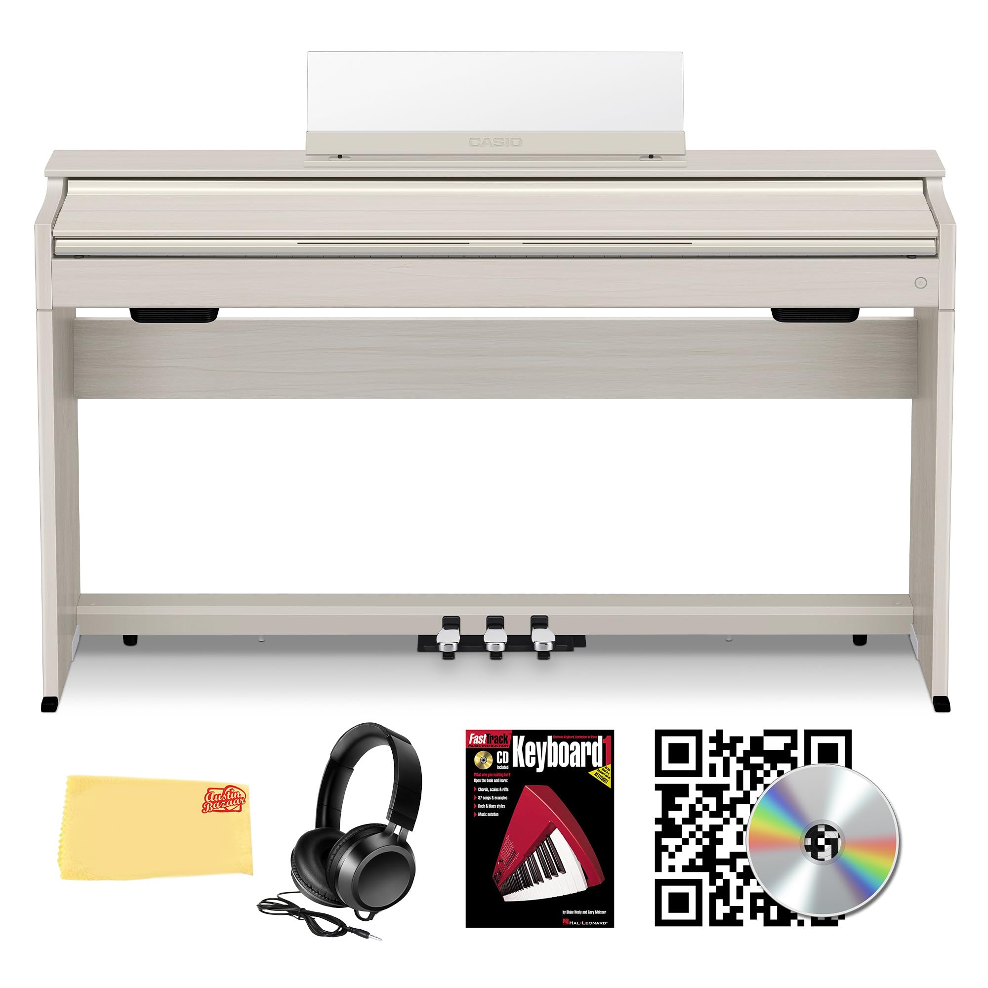 Casio AP-S200 CELVIANO 88-Key Digital Piano - Black Bundle with Furniture Bench, Headphones, Instructional Book, Austin Bazaar Instructional DVD, and Polishing Cloth