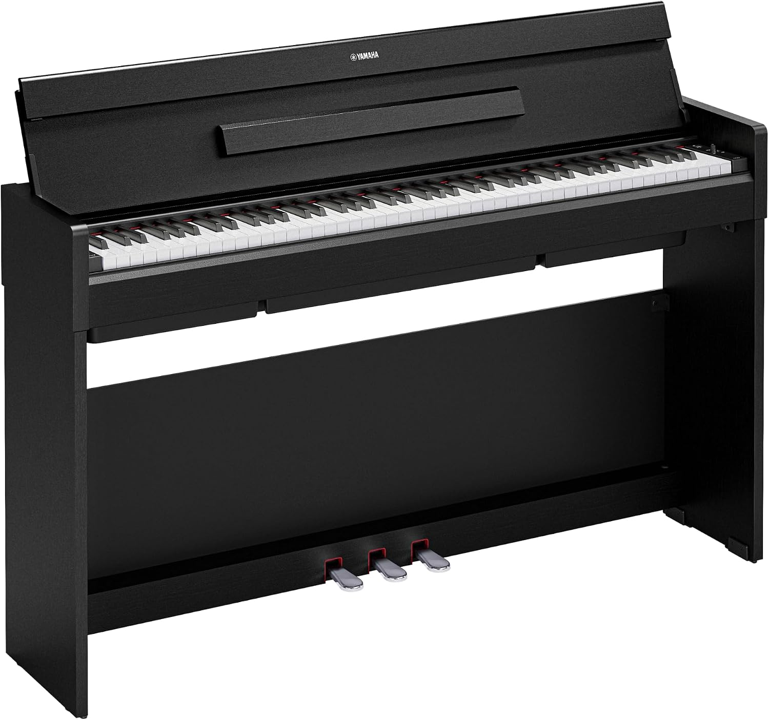 Yamaha Arius Compact Upright Digital Piano Keyboard For Apartments and Small Spaces, 88-Key Weighted Graded Hammer Action, Touch Response, Grand Piano Sound, 3-Pedal Unit in Black YDPS36B