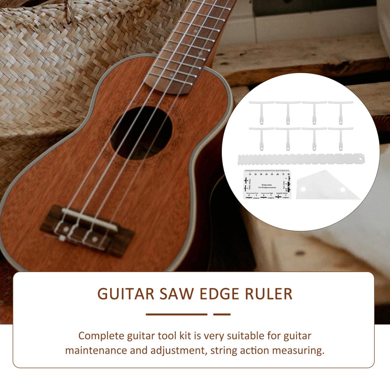 SECFOU 12pcs Guitar Radius Gauge String Action Gauge Ruler Fret Rocker Luthier Tools Kit Complete Set for Acoustic Electric Guitars