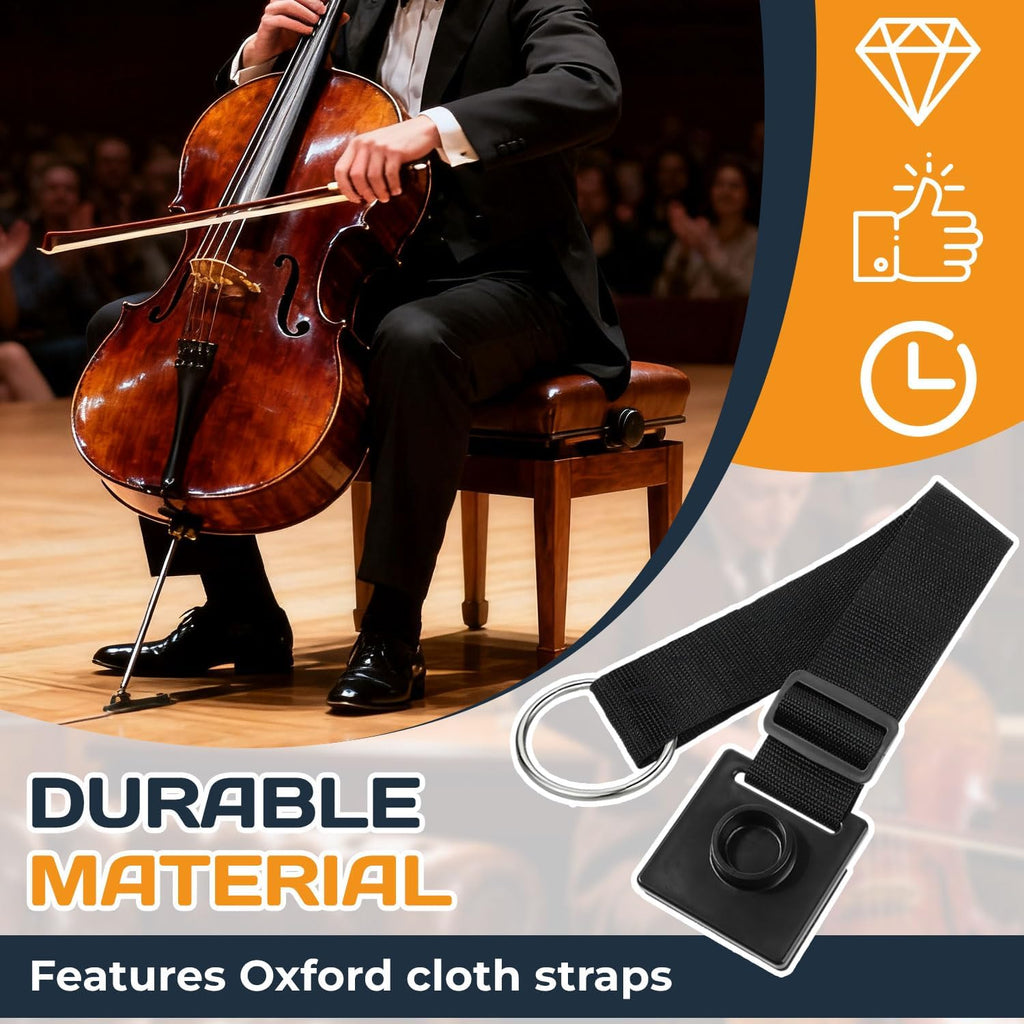 Cello Endpin Anchor,Black Cello Slip Stoppe,Non-slip with O-ring Thick Pad,Anti-Scratch Sponge Adjustable Strap for Cellists Practice Performance