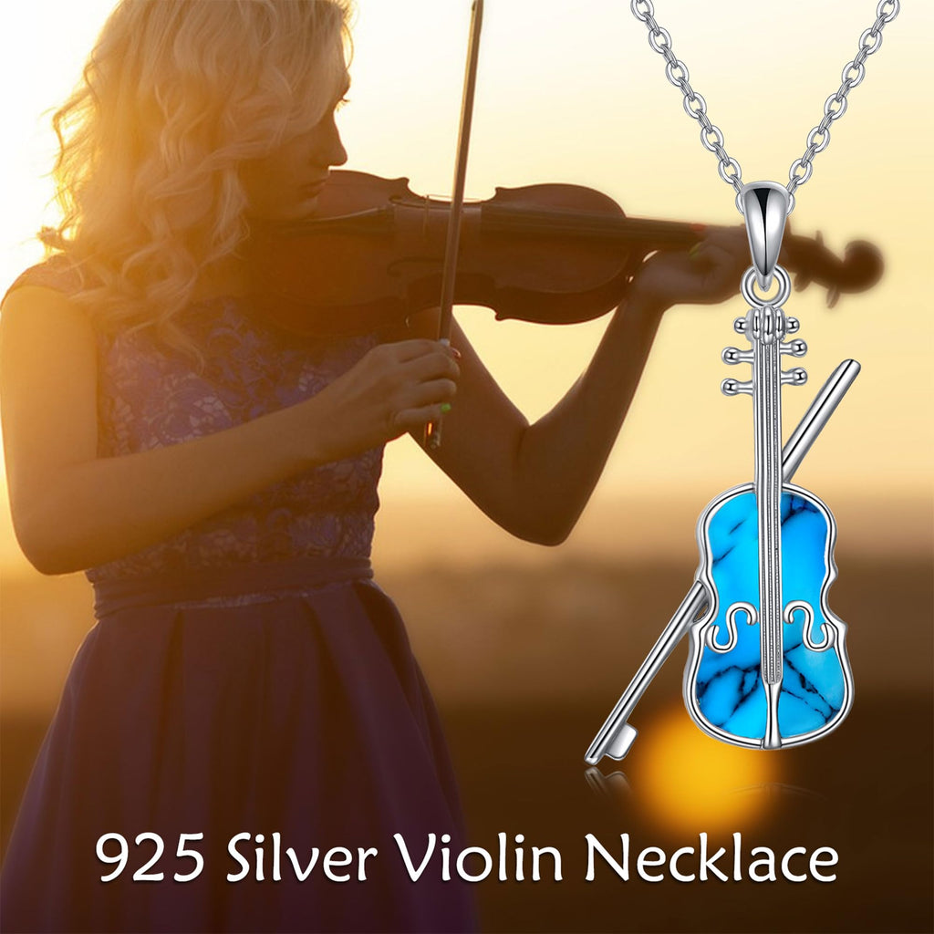 YAFEINI Violinist Cellist Gifts for Her 925 Sterling Silver Cello Violin Pendant Necklace Music Jewelry for Women Birthday Christmas Gifts