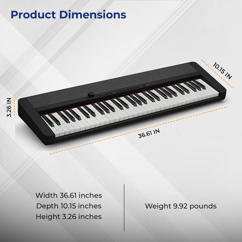 Casio CT-S1 Casiotone 61-Key Portable Keyboard - Black Bundle with Adjustable Stand, Bench, Headphones, Sustain Pedal, Instructional Book, Instructional DVD, and Austin Bazaar Polishing Cloth