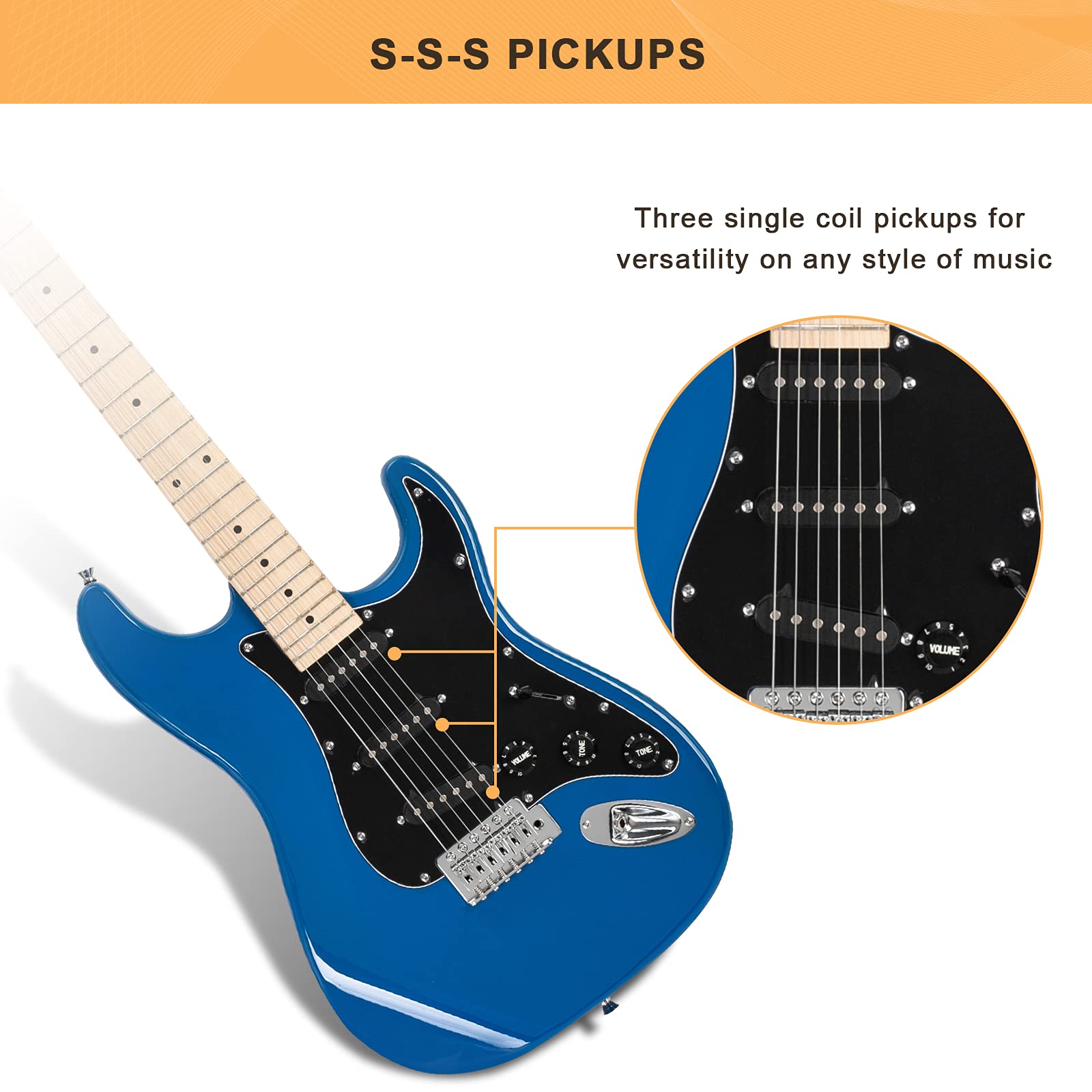 GLARRY Full Size Electric Guitar for Music Lover Beginner with 20W Amp and Accessories Pack Guitar Bag (GREEN, Left Handed 39")
