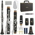 ROWELL 18 Key Bb Clarinet with Eb/Ab Lever & African Blackwood Wood Body Professional Rich Tone for Intermediate Players & Students Includes Case, Mouthpiece, Reeds
