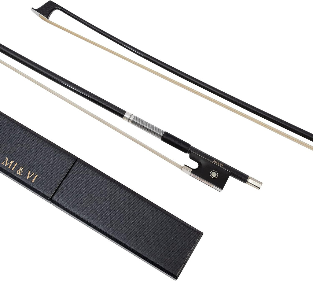 MI&VI NB-775 Professional Carbon Fiber Weave Violin Bow (Full Size 4/4) with Bow Case Included |Silver Winding Mount |Well Balanced |Perfect Weight | Mongolian Horse Hair - MIVI Music