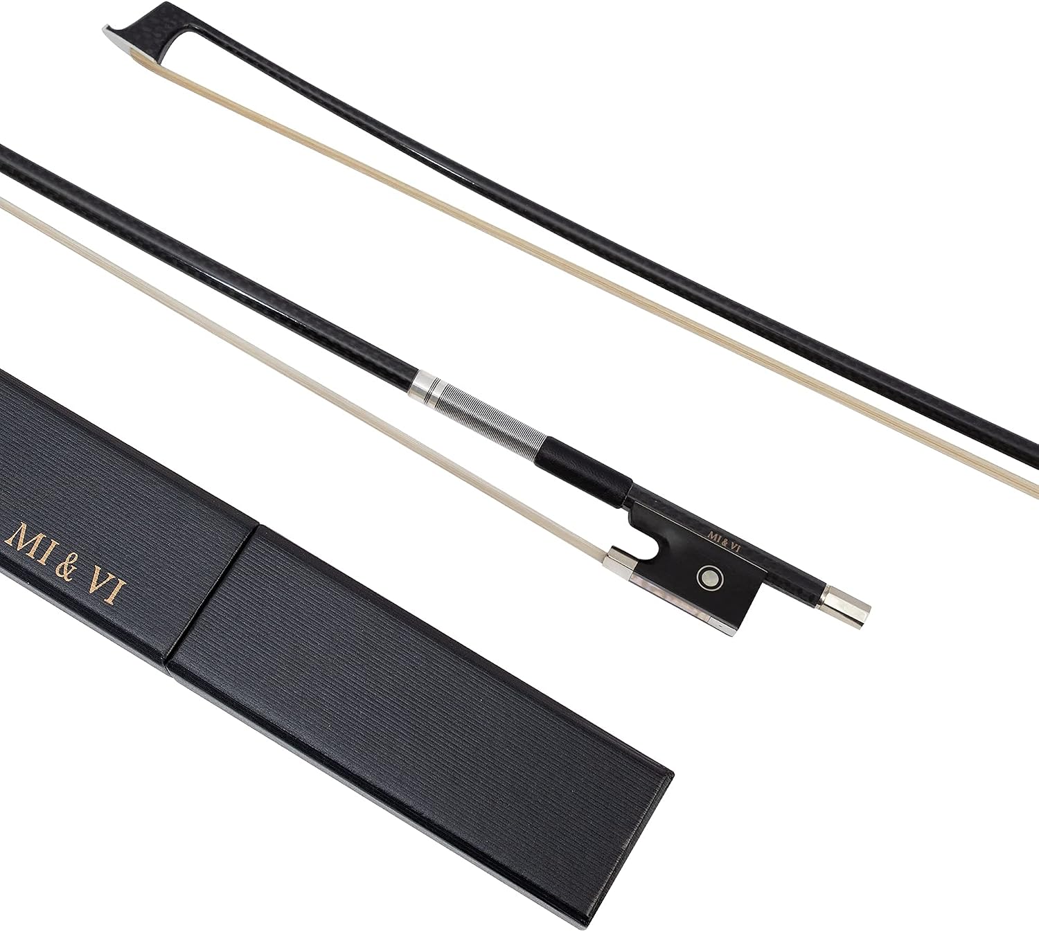 MI&VI NB-775 Professional Carbon Fiber Weave Violin Bow (Full Size 4/4) with Bow Case Included |Silver Winding Mount |Well Balanced |Perfect Weight | Mongolian Horse Hair - MIVI Music