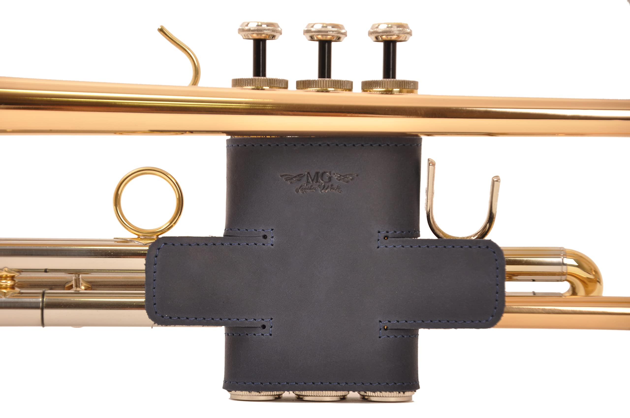 Trumpet Valve Guard XL Genuine Leather Protection Trumpet Valve Cover Valve Wrap (Green)