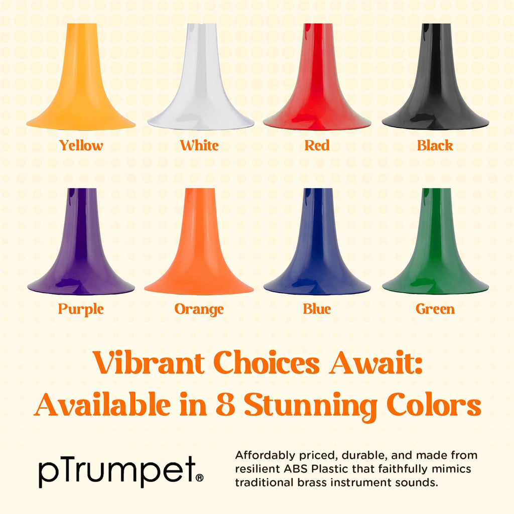 pTrumpet Bb Plastic Trumpet - Durable pInstruments Design with Ergonomic Grip - Includes 3C & 5C Mouthpieces and Carrying Bag - Authentic Sound for Students & Beginners - ABS Build - Green