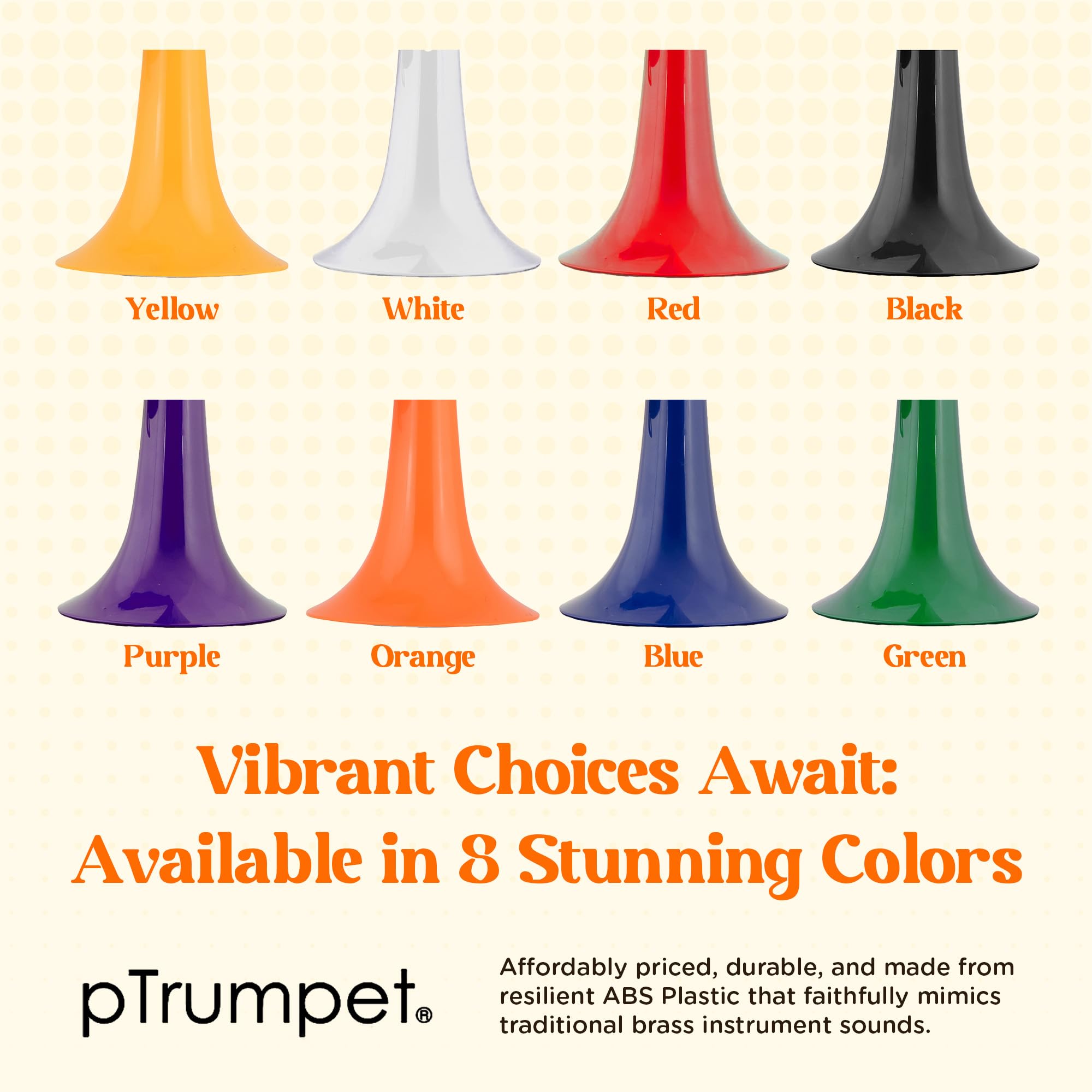 pTrumpet Bb Plastic Trumpet - Durable pInstruments Design with Ergonomic Grip - Includes 3C & 5C Mouthpieces and Carrying Bag - Authentic Sound for Students & Beginners - ABS Build - Green