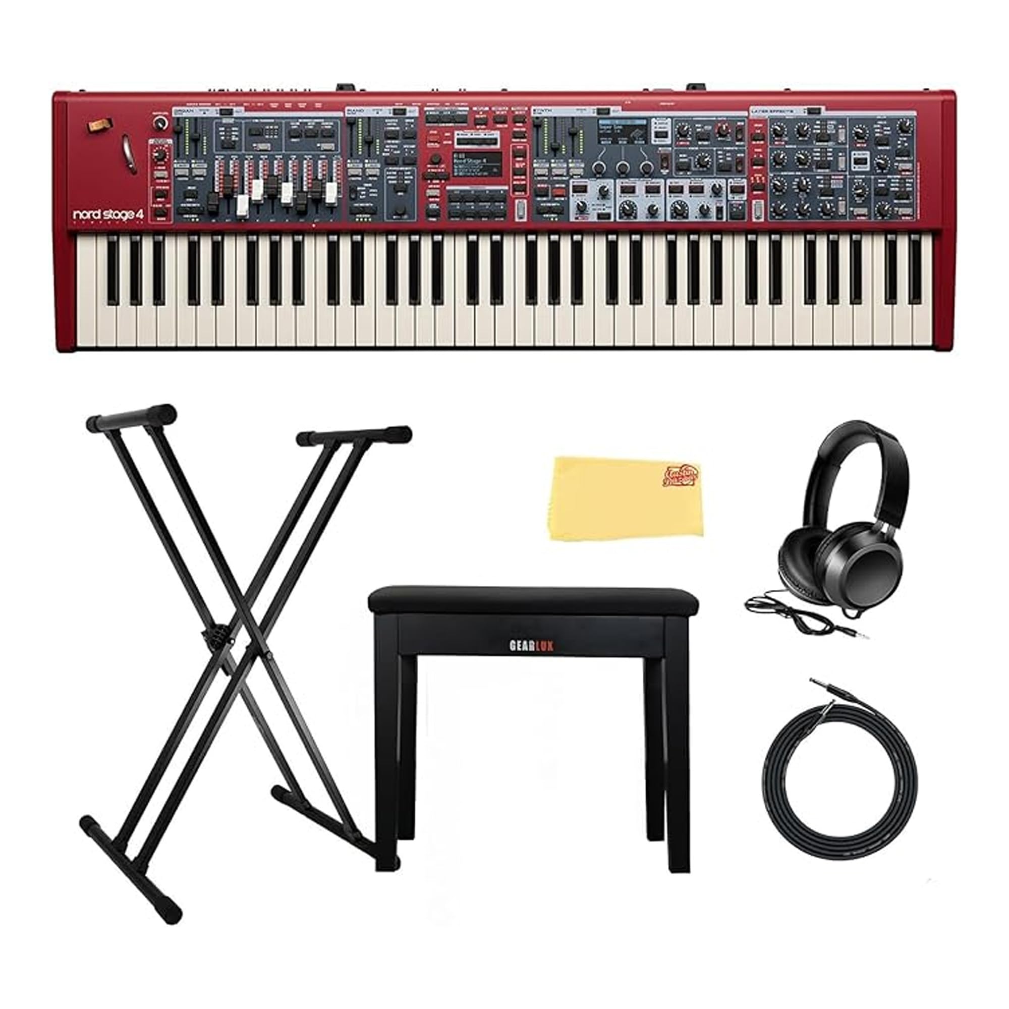 Nord Stage 4 88-Key Digital Piano Bundle with Adjustable Stand, Bench, Sustain Pedal, Headphones, Instrument Cable, and Austin Bazaar Polishing Cloth