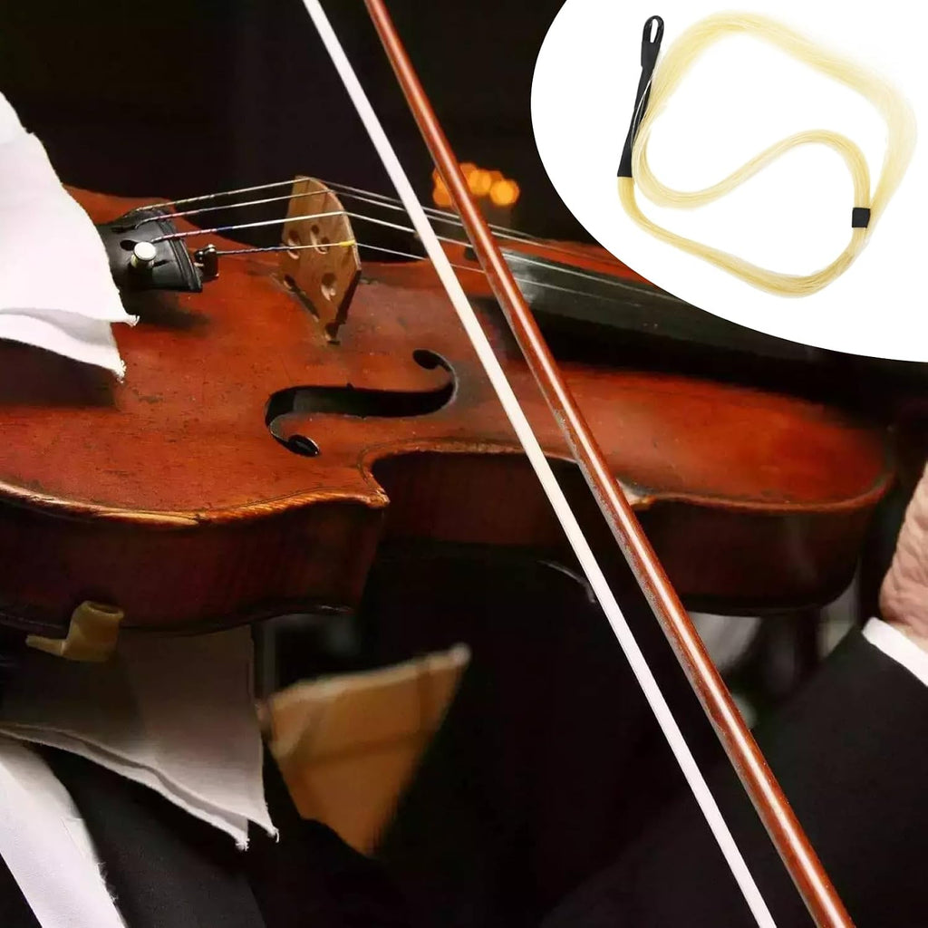 2.6Ft Length Natural Horsetail Bow Replacement Hair for Violin Viola Cello Chinese Erhu or Other Stringed Instruments