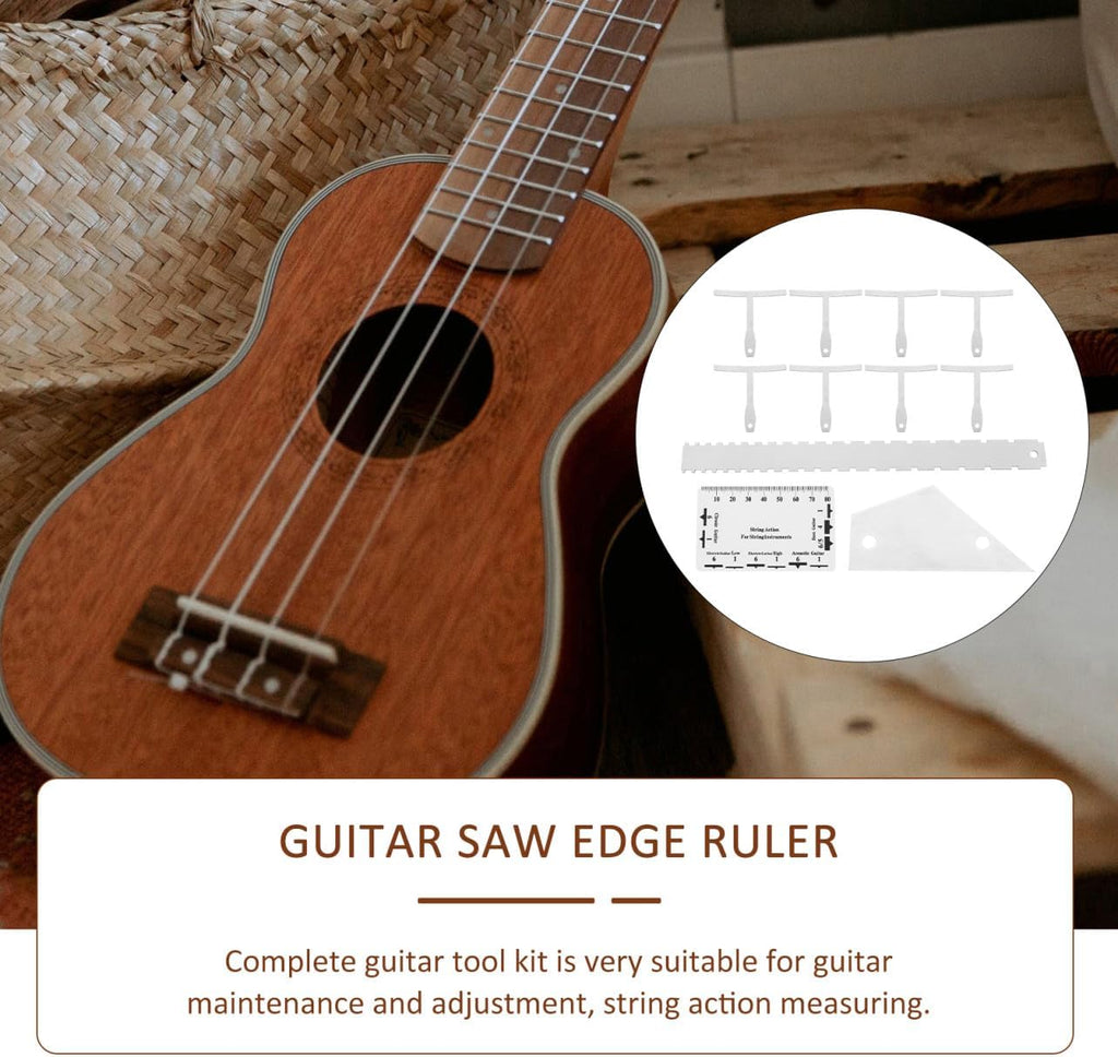 12pcs Guitar Luthier Tool Kit with Radius Gauge String Action Ruler Fret Rocker for Electric and Acoustic Guitars Bass Setup High-precision Measurement and Portable Design