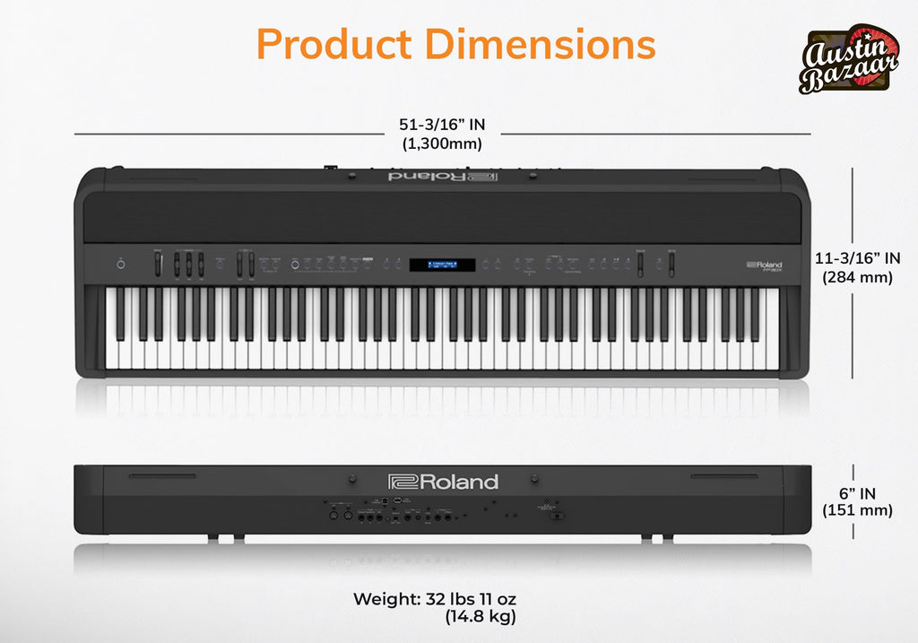 Roland FP-90X 88-Key Digital Piano - White Bundle with KSC-90 Stand, Three Pedal Unit, Bench, Online Lessons, Instructional DVD, and Austin Bazaar Polishing Cloth