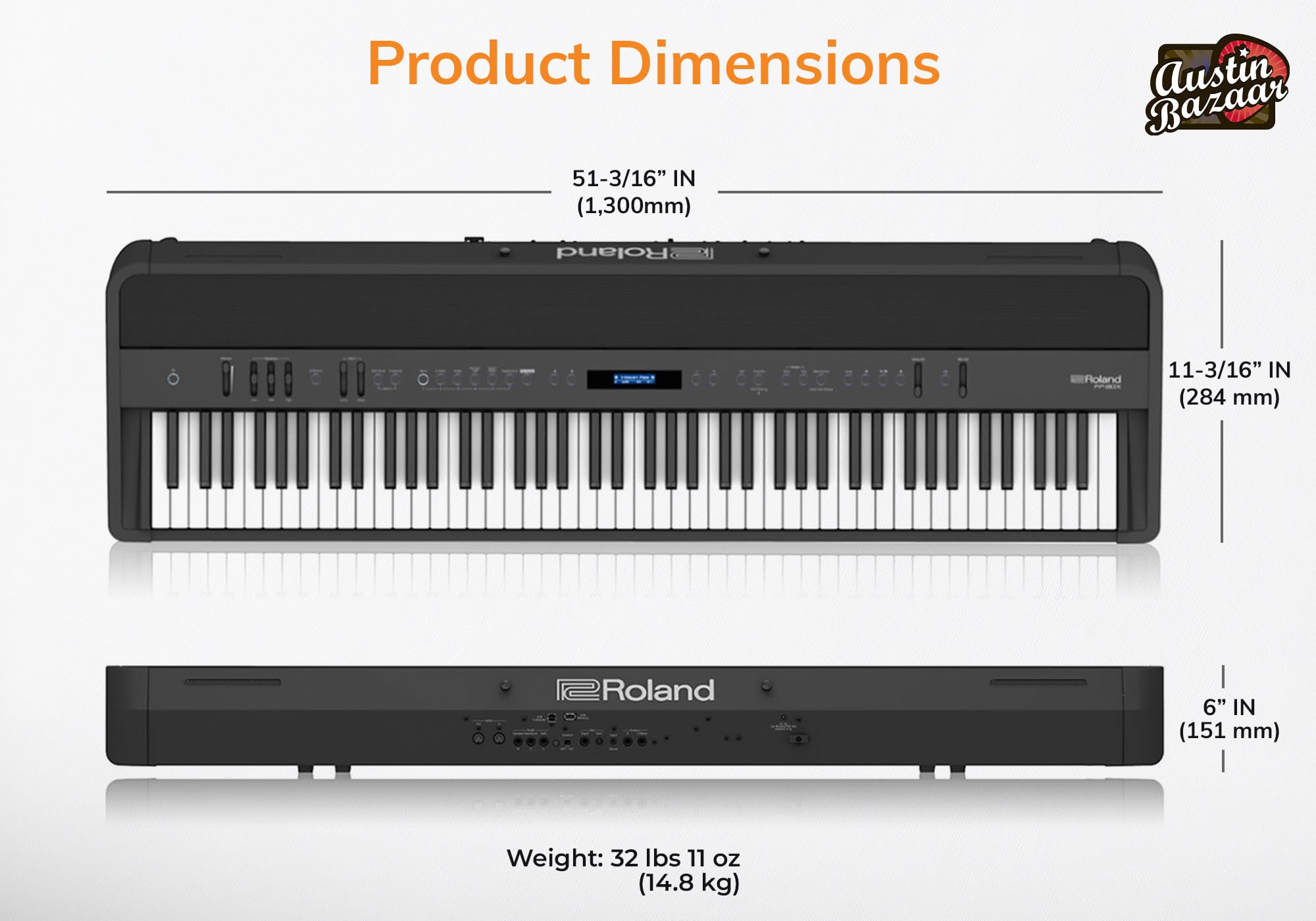 Roland FP-90X 88-Key Digital Piano - White Bundle with KSC-90 Stand, Three Pedal Unit, Bench, Online Lessons, Instructional DVD, and Austin Bazaar Polishing Cloth