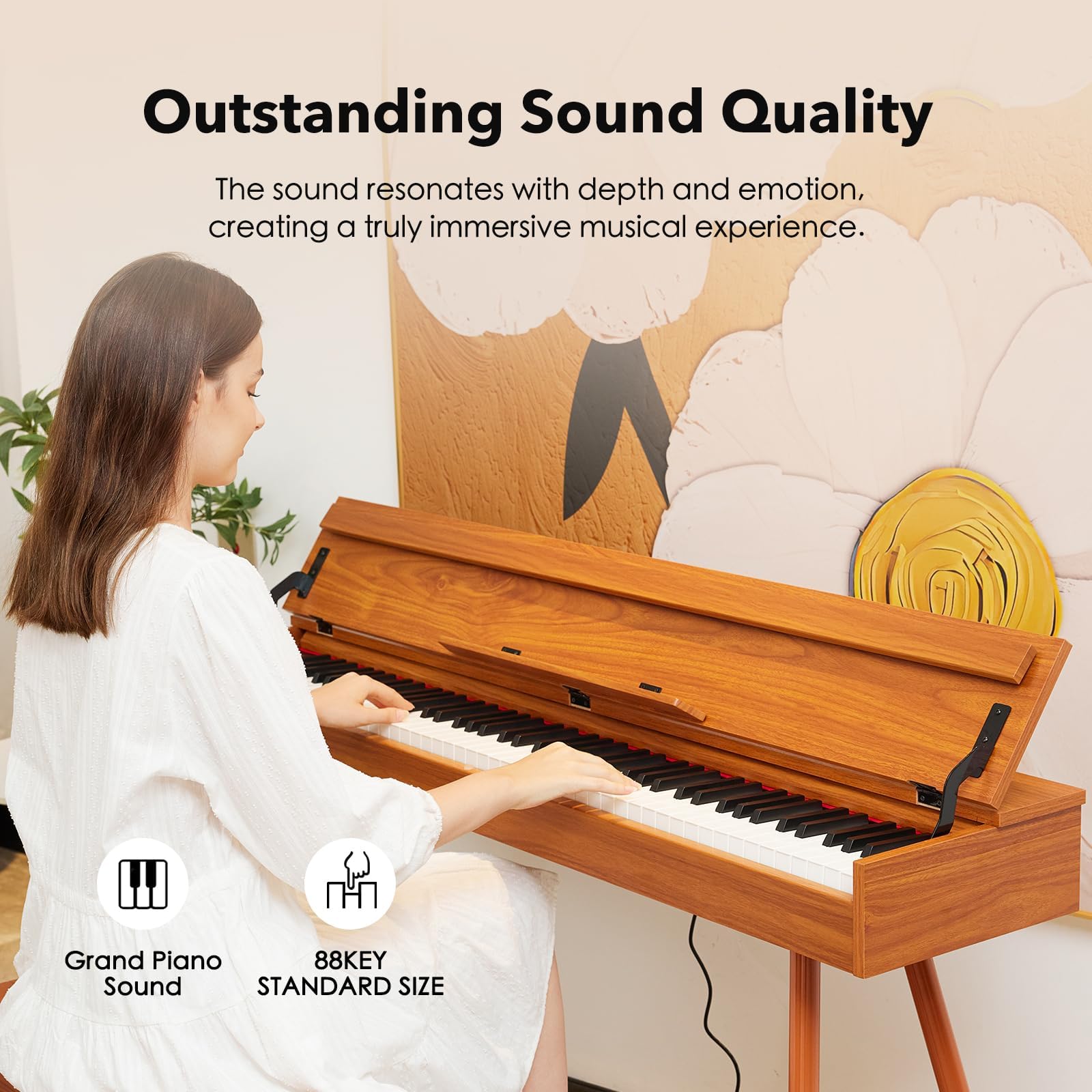 Digital Piano 88 Key Weighted Keyboard,Full-Size Desk Progressive Hammer-Action Electric Piano For Beginners, With Sheet Music Stand, Pedal,Power Adapter, Headphone Mode, Usb-Midi