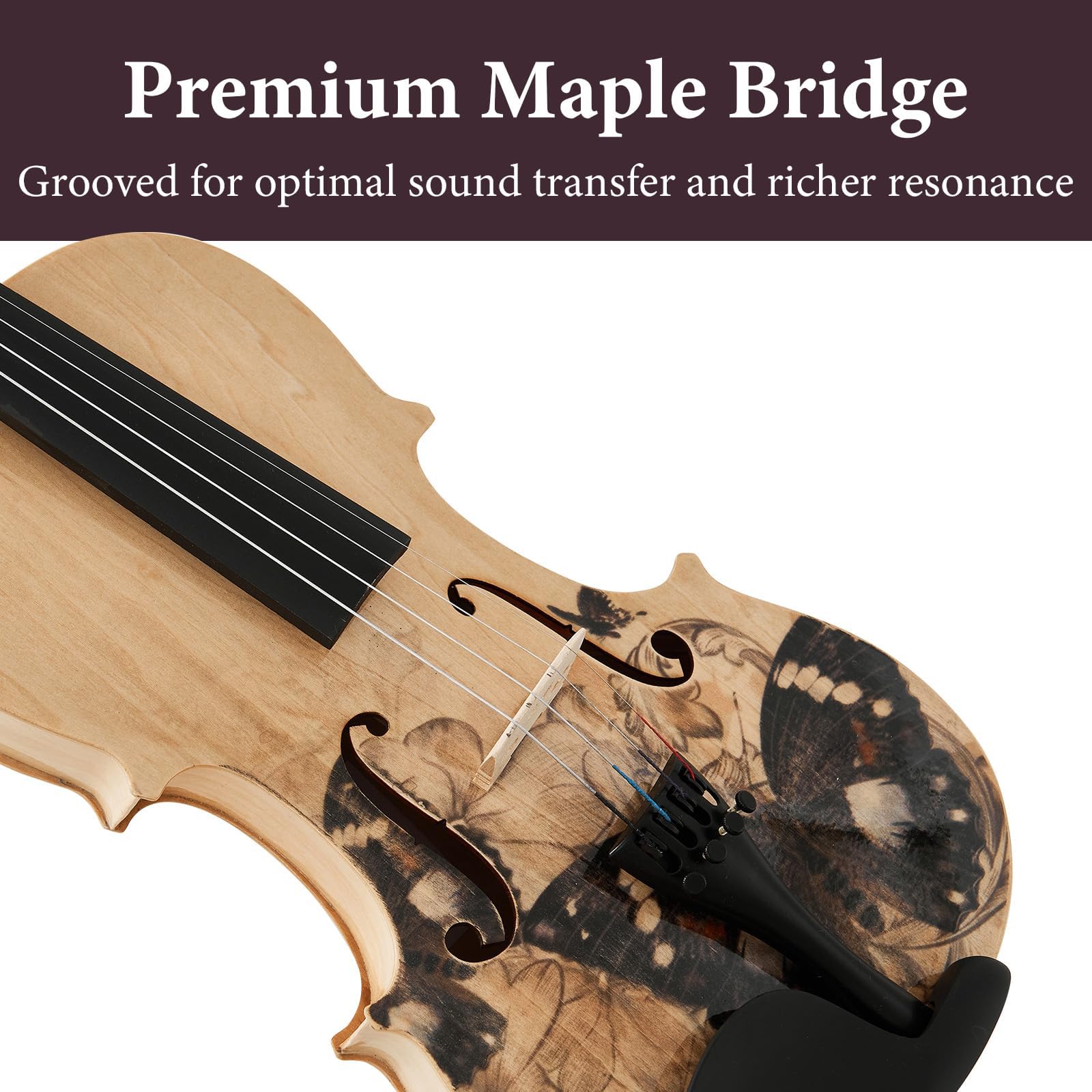 Beginner Violin 4/4, Full Size Violin for Adults, Teens, Student, Acoustic Fiddle Kit with Hard Case,Tuner,Mute,Shoulder Rest,Extra Strings,Cleaning Cloth,Learners Age 12+ (Reddish Brown)