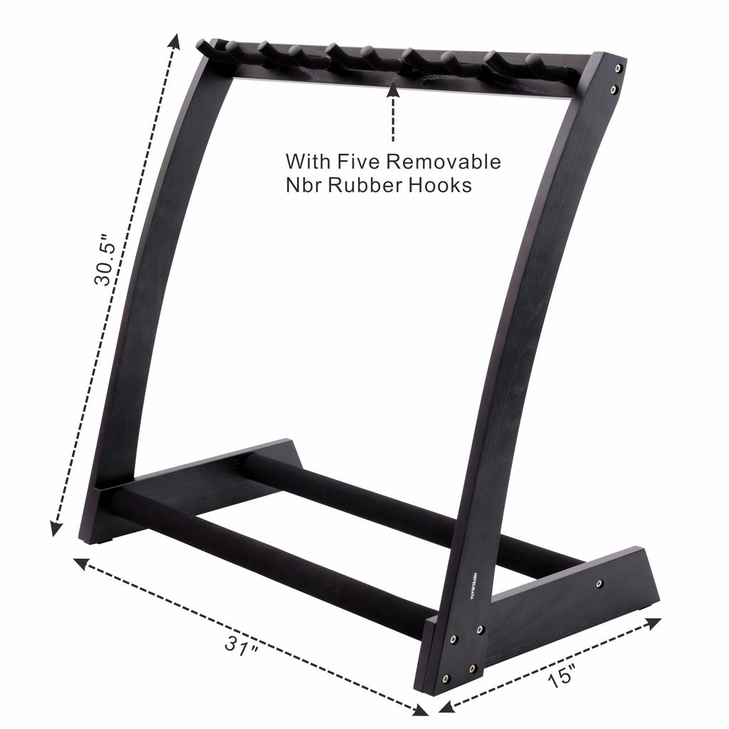 Nefelibata Guitar Stands 5 Wooden Guitar Rack Floor for Guitars and Cases, Electric, Acoustic, Bass Guitars, Cellos, German Ash