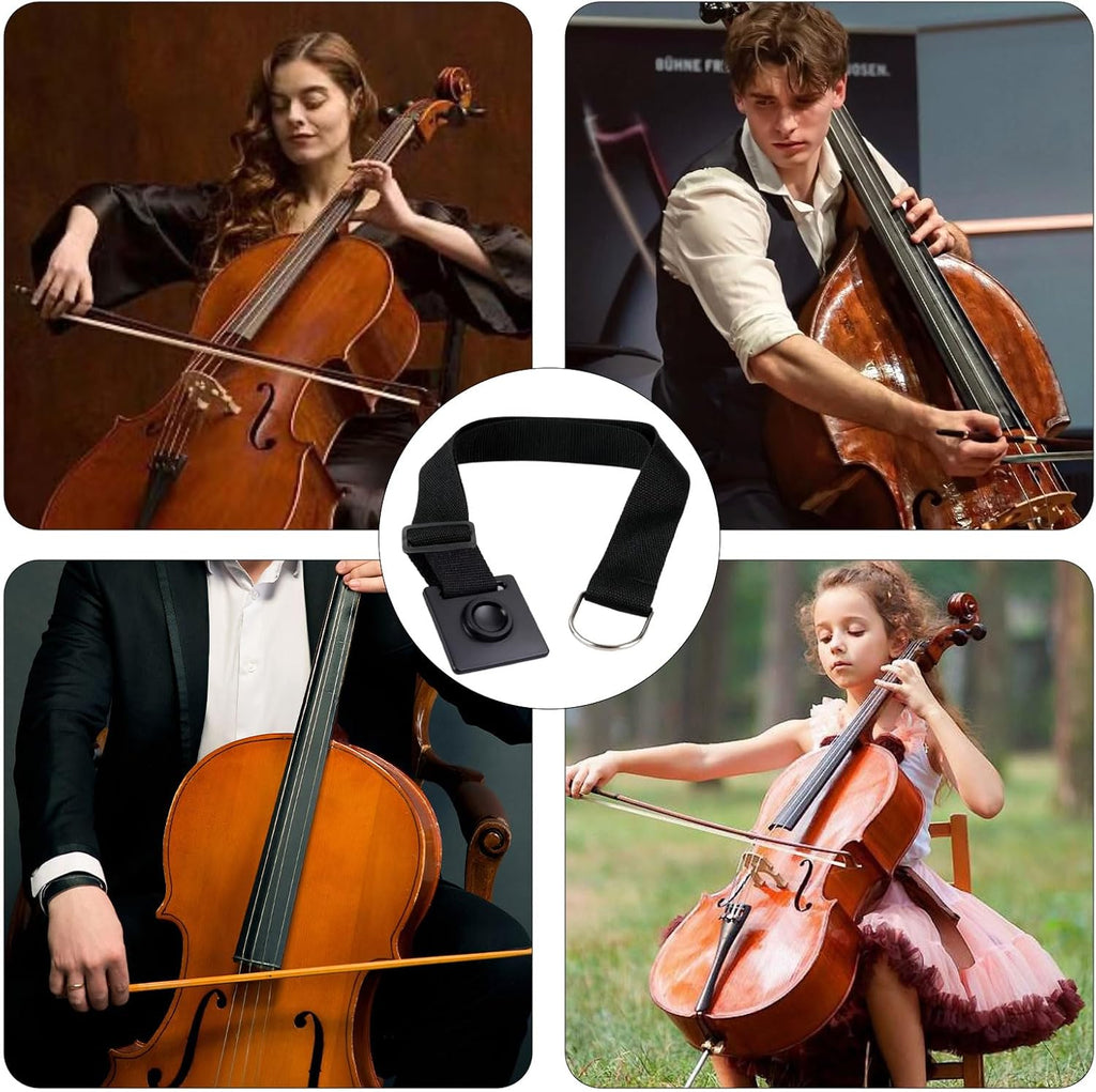 Rock Stop for Cello, Cello Endpin Anchor Non-slip Stopper Rest Holder Stand Antiskid Device Adjustable Strap with Thick Foam Pad, Great for Cellist Practice Performance
